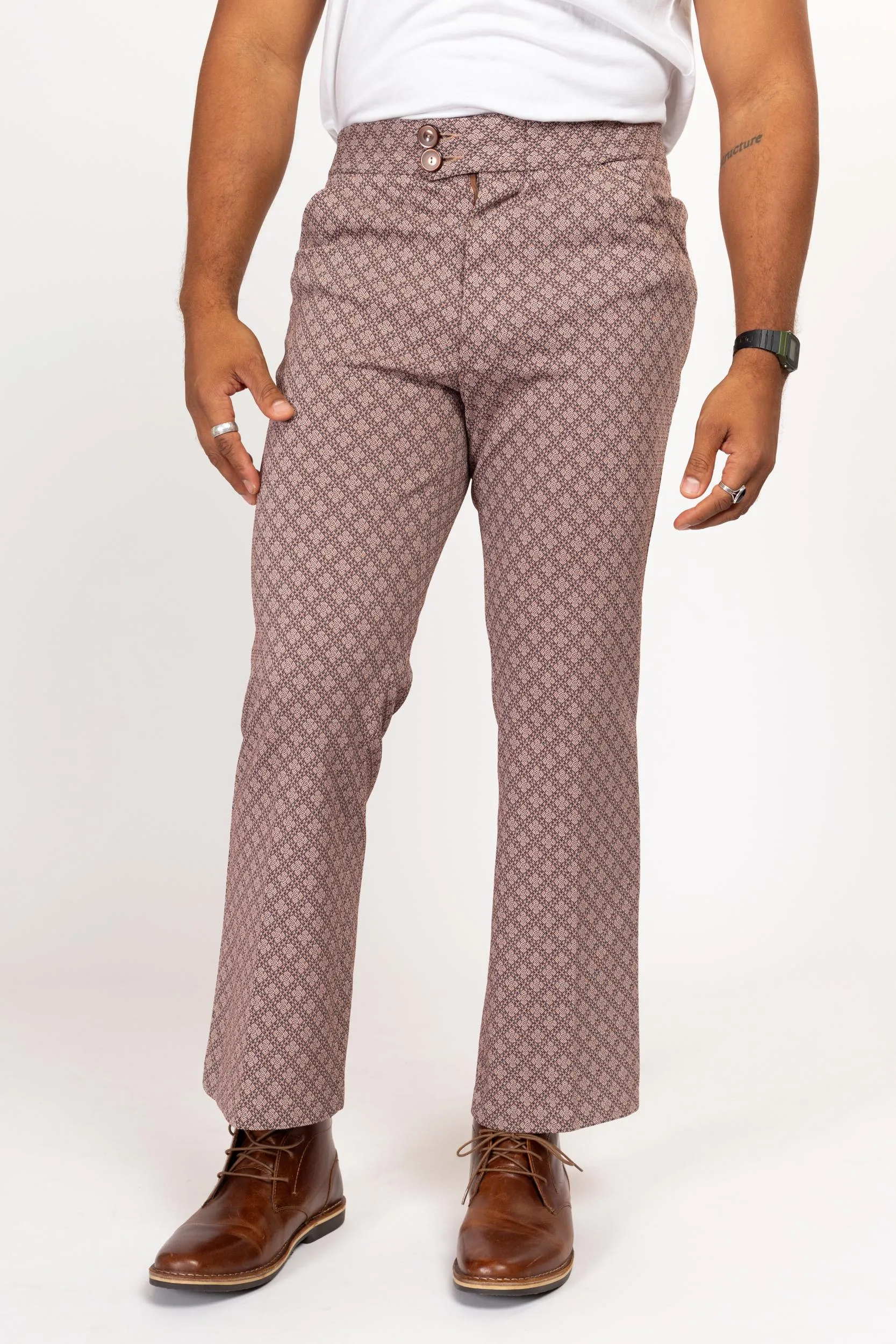 34x29 70s Rose Pink Argyle Trousers