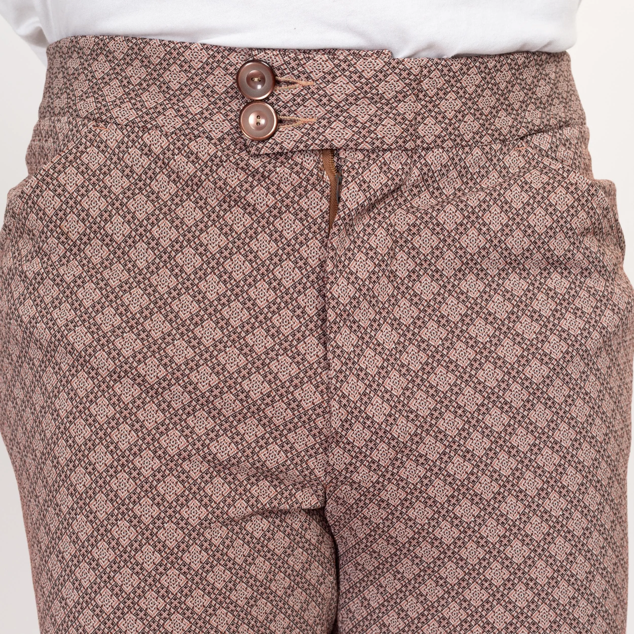 34x29 70s Rose Pink Argyle Trousers