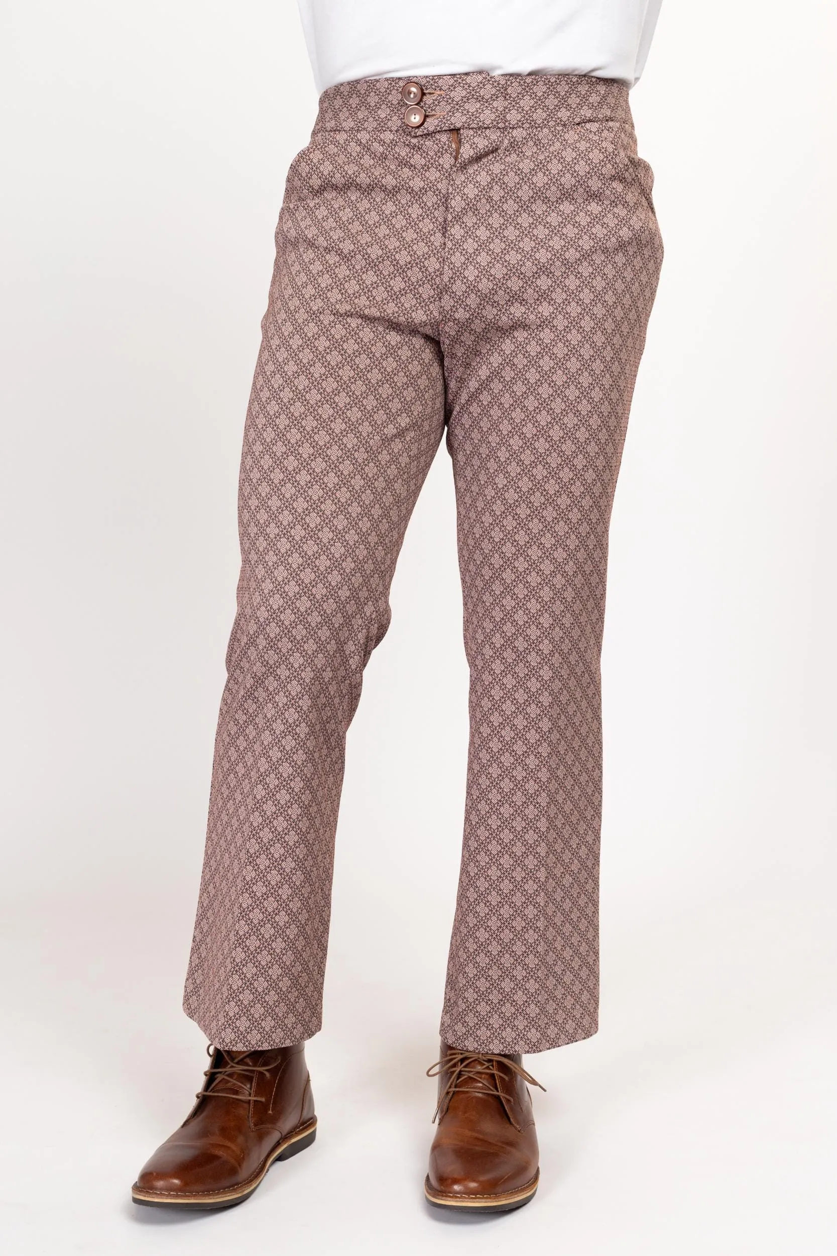 34x29 70s Rose Pink Argyle Trousers