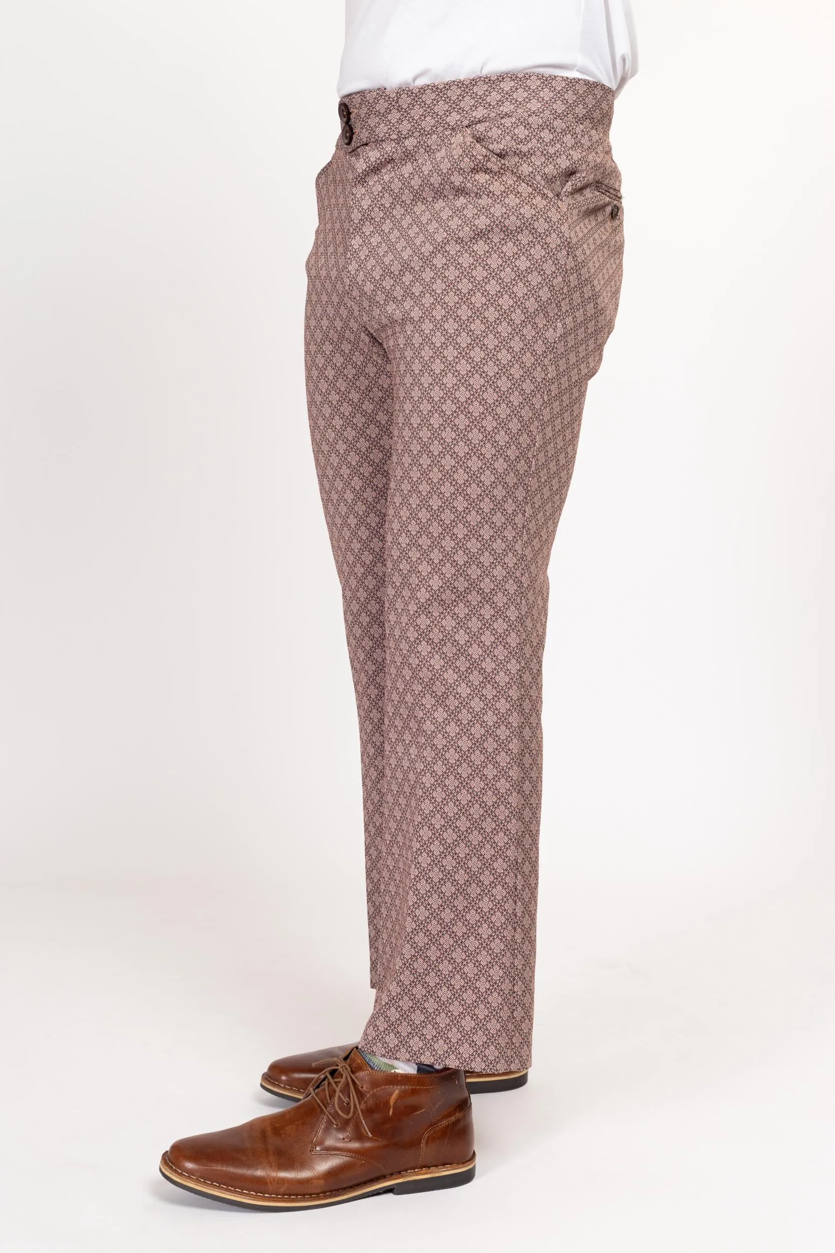 34x29 70s Rose Pink Argyle Trousers