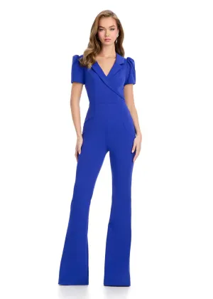 ASHLEYlauren Puff Sleeve Lapel Bodice Jumpsuit 11966