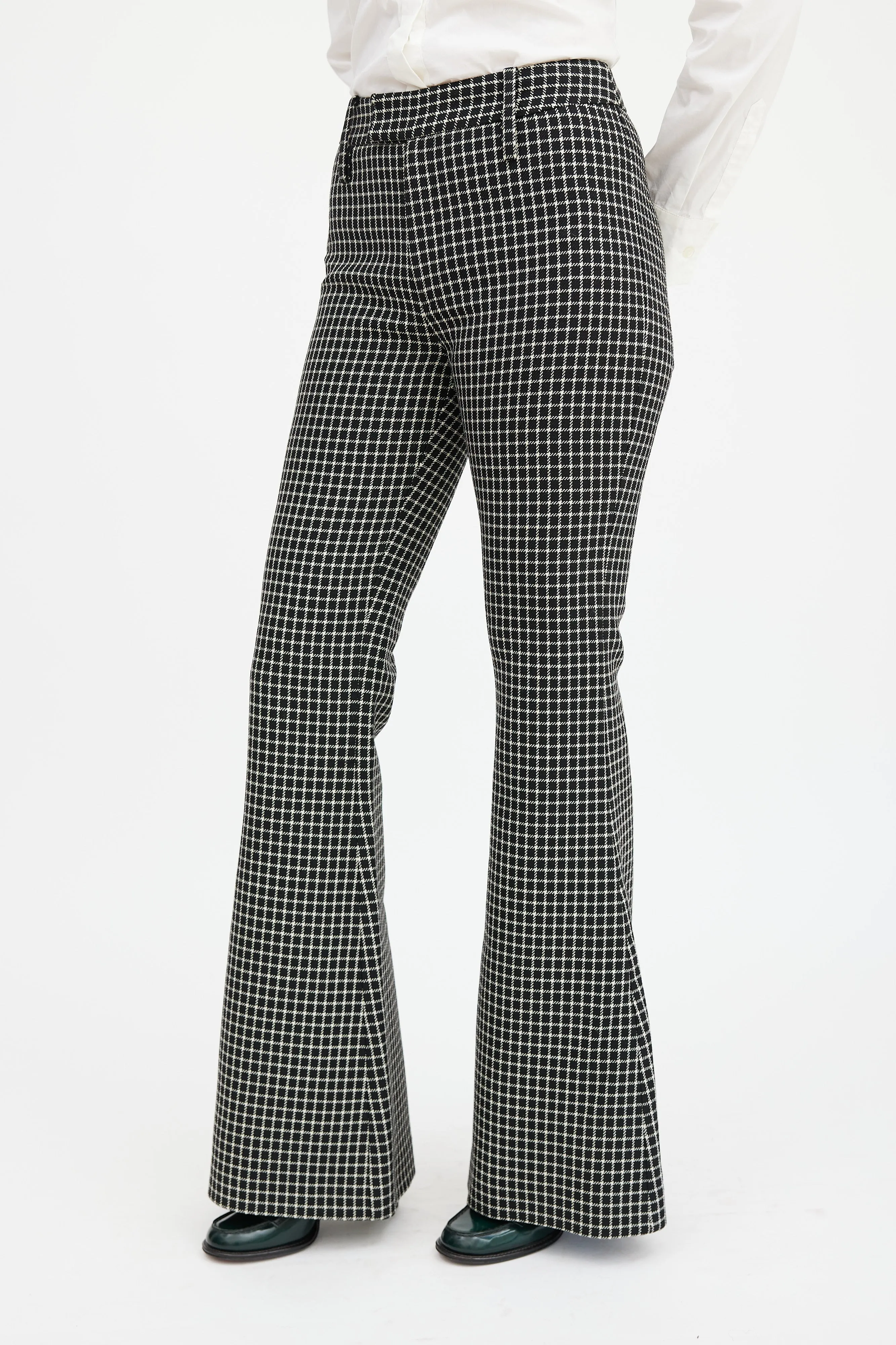 Black & Beige Wool Plaid Pant