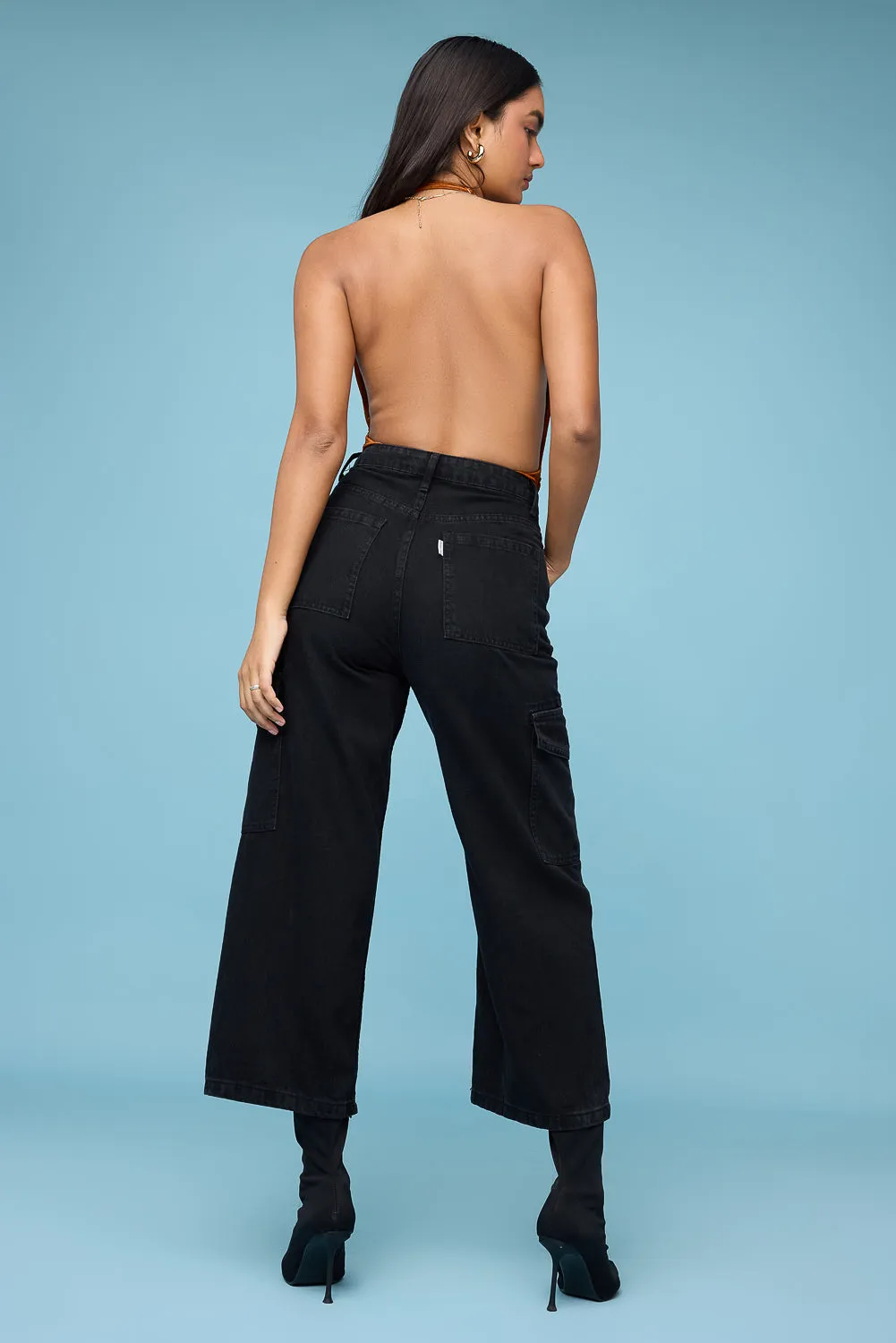 Black Wide Leg Cargo Jeans