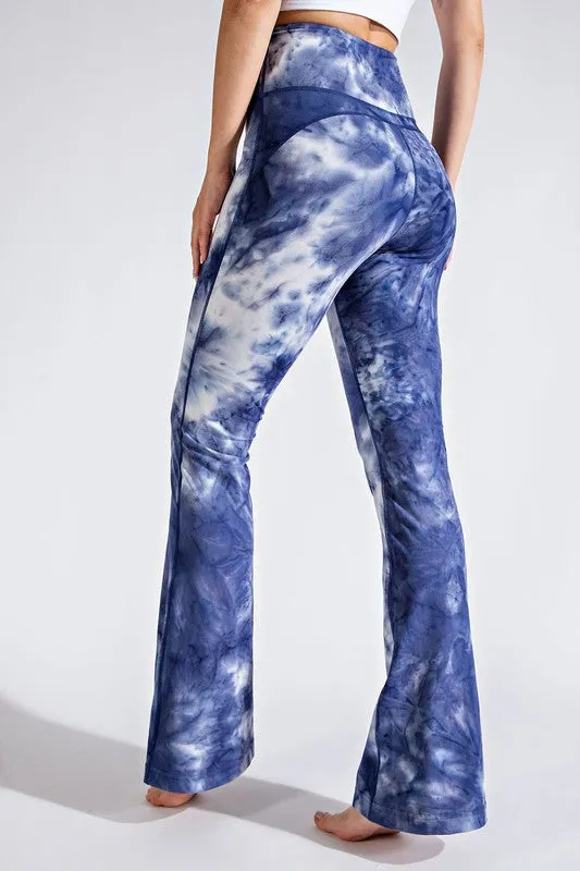 Black/White Plus Tie Dye Flared Yoga Pants