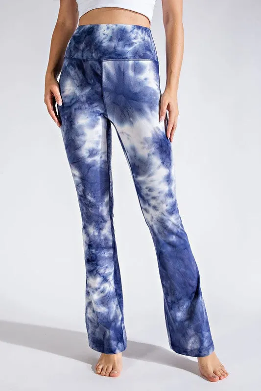 Black/White Plus Tie Dye Flared Yoga Pants