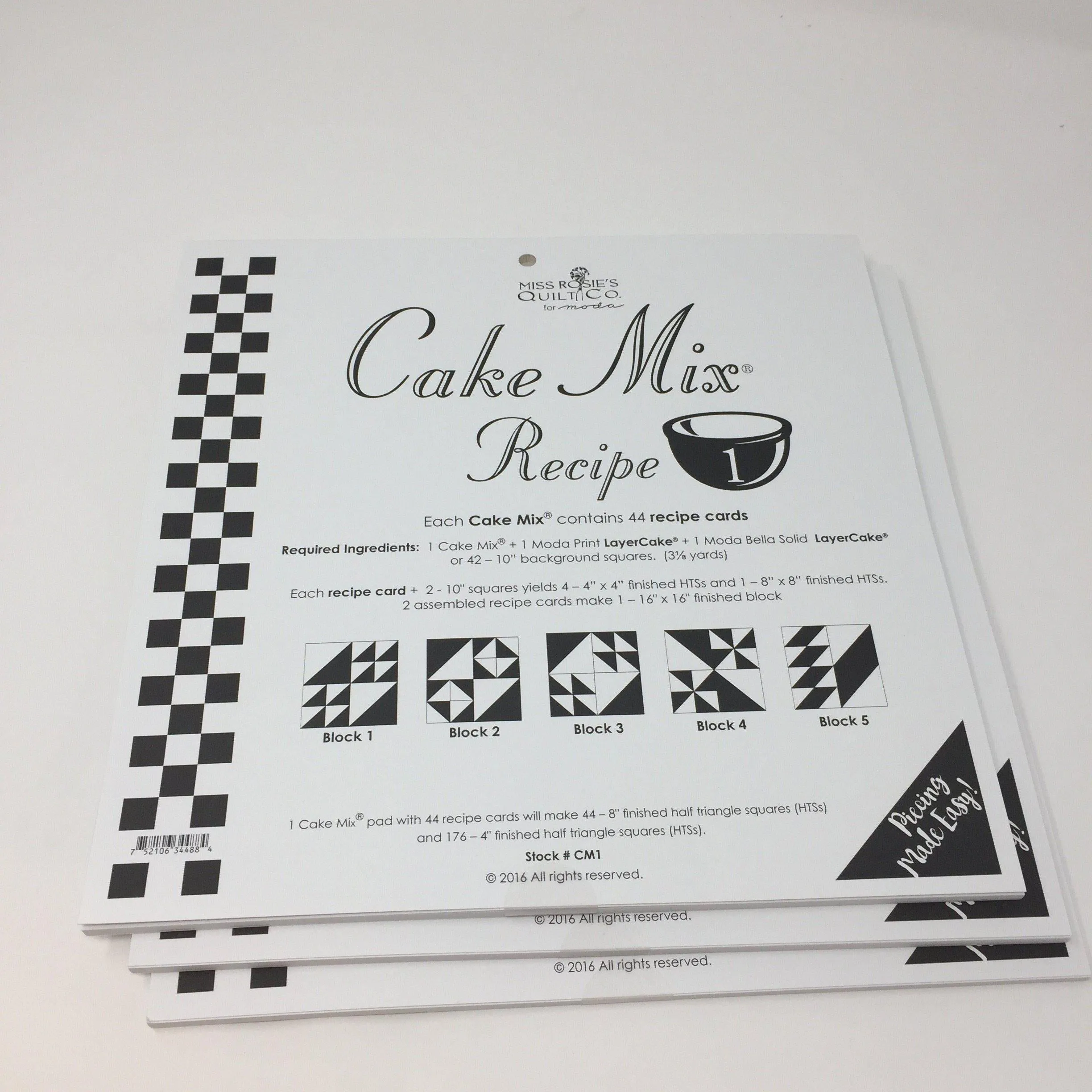 Cake Mix Recipe 1 by Moda- Each Recipe contains 44 Papers to make 88 Quilt Blocks