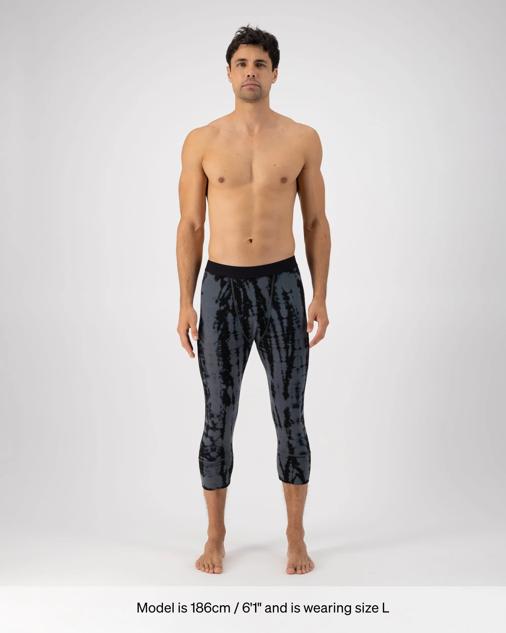 Cascade Merino Base Layer 3/4 Legging - Grey Tie Dye