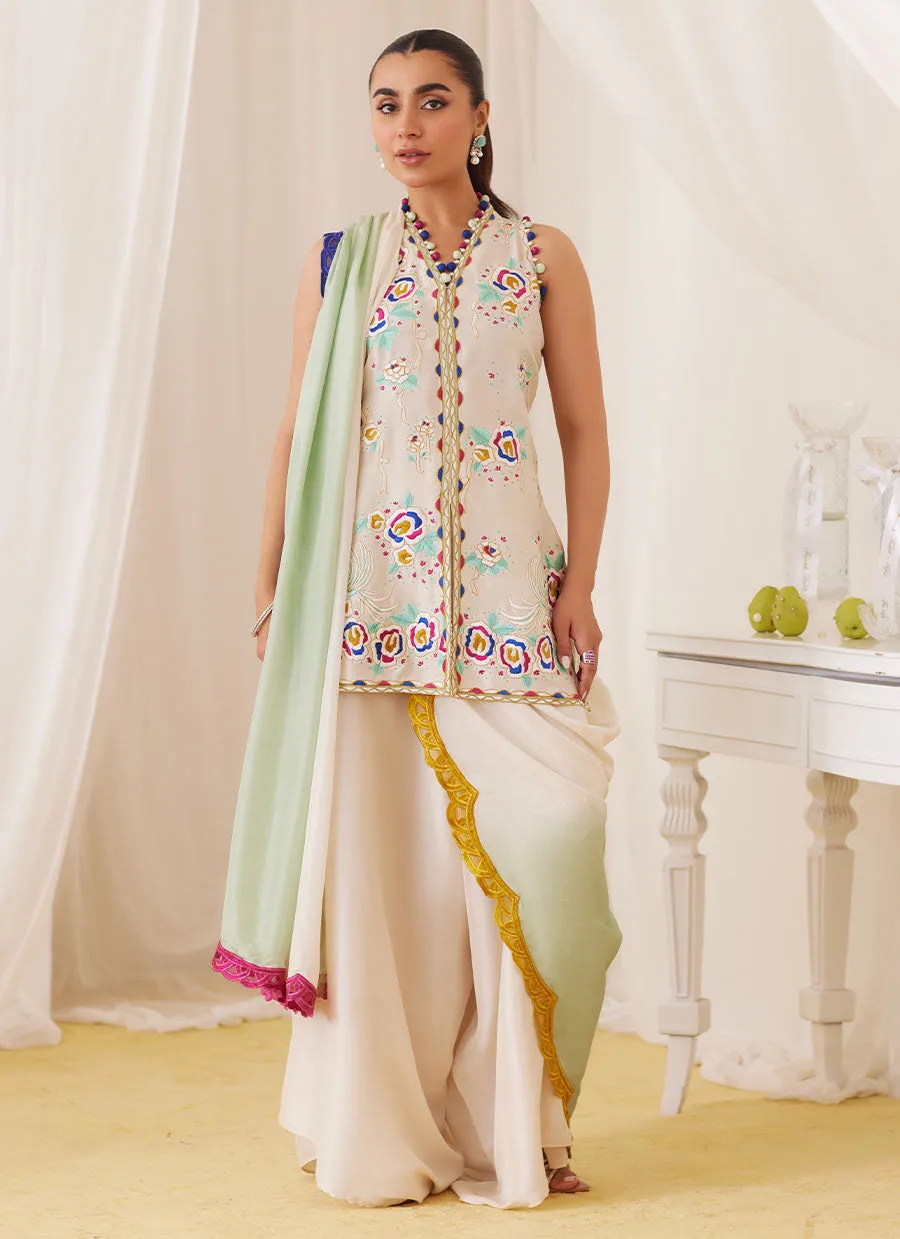 Cleo Ivory Embroidery Shirt And Dupatta