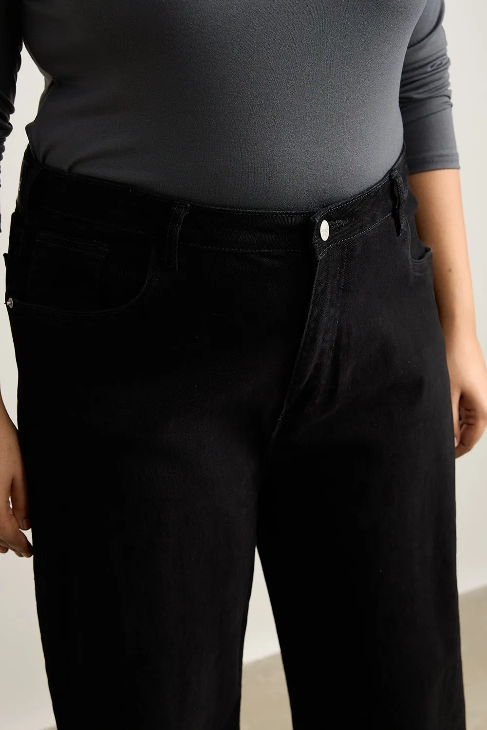 Coal Black Wide Leg Jeans