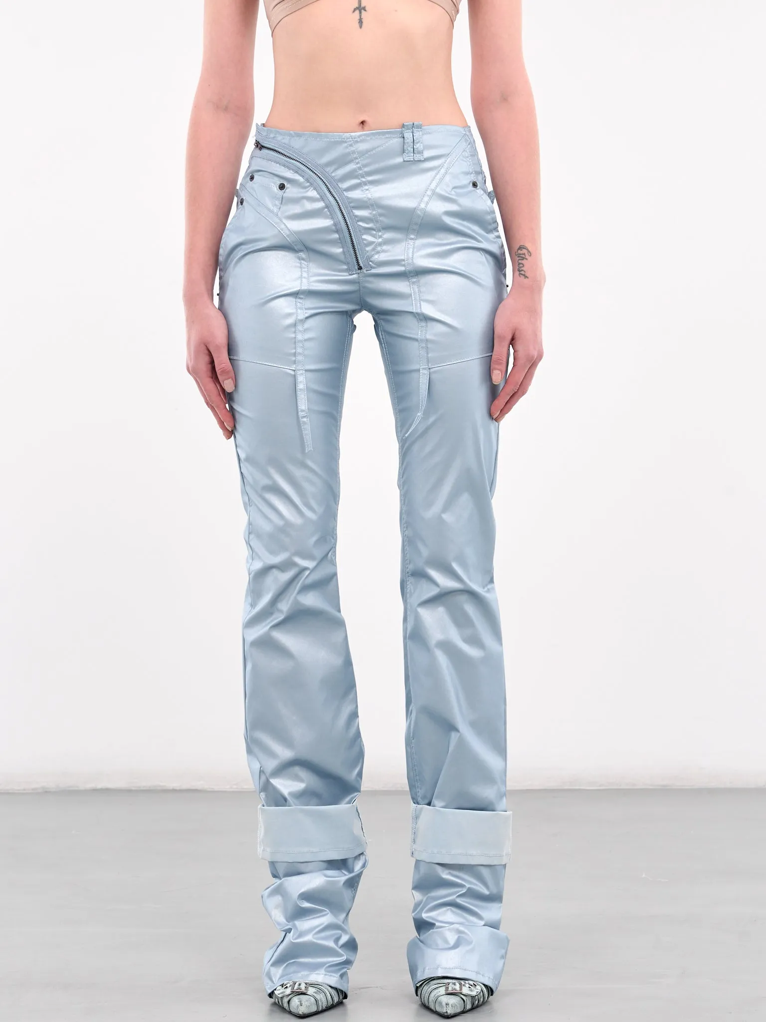 Coated Open Back Jeans (2217080203-BLUE)