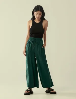 cupro drawstring flared pants