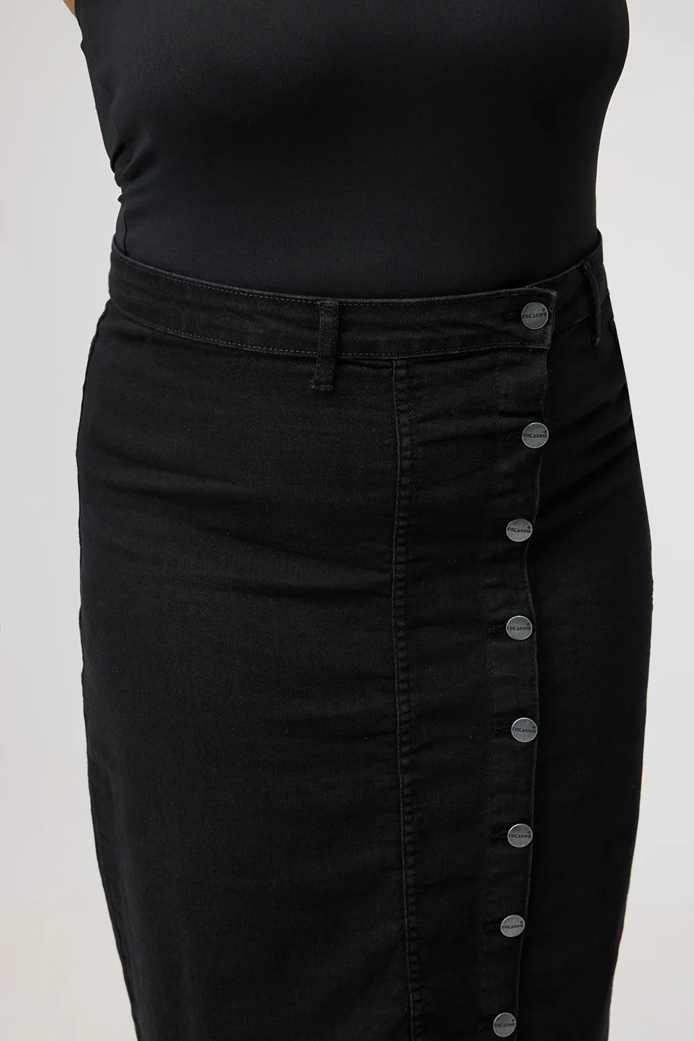 Curve Black Buttoned Bodycon Skirt