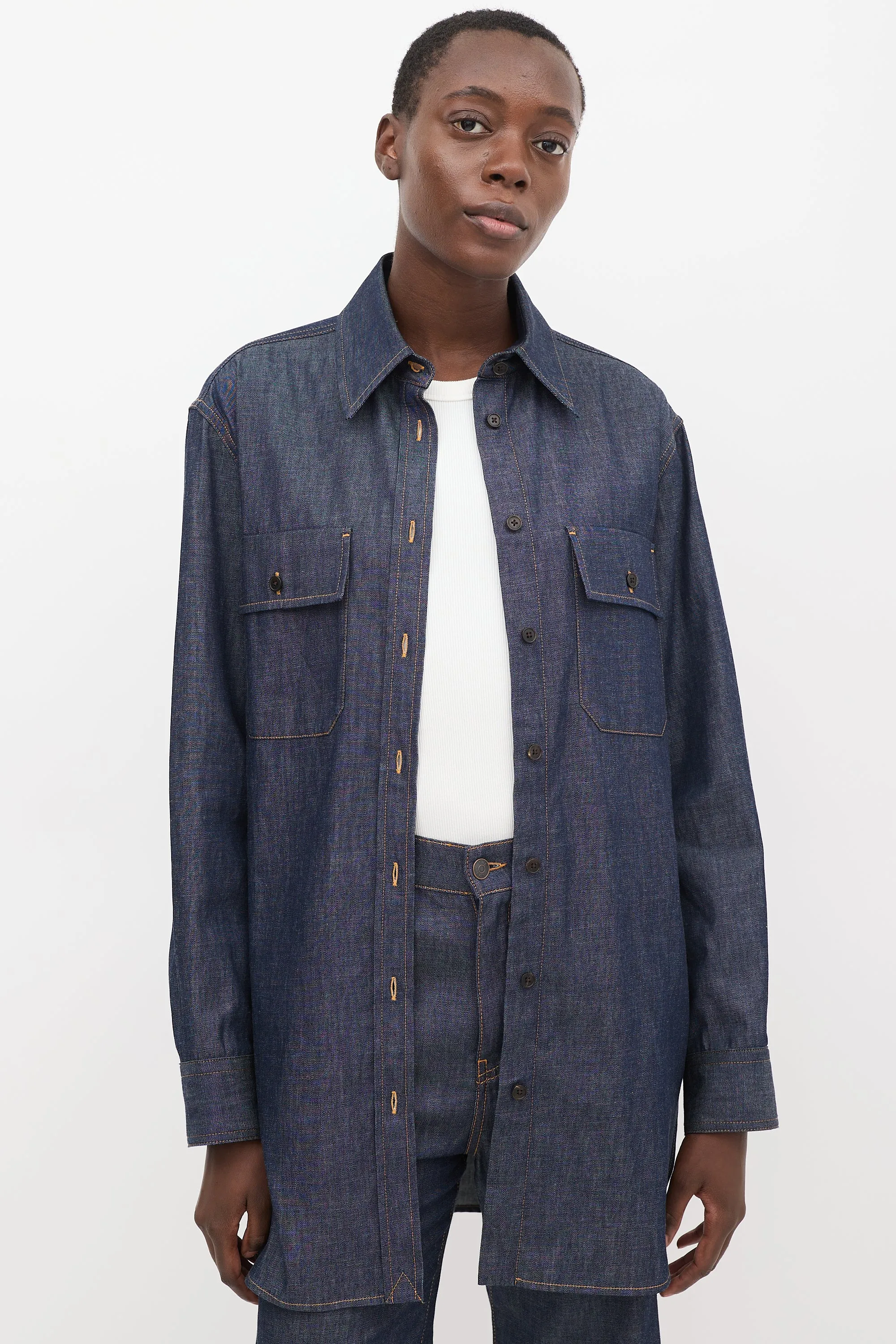 Dark Wash Denim Vivienne Shirt & Pant Set