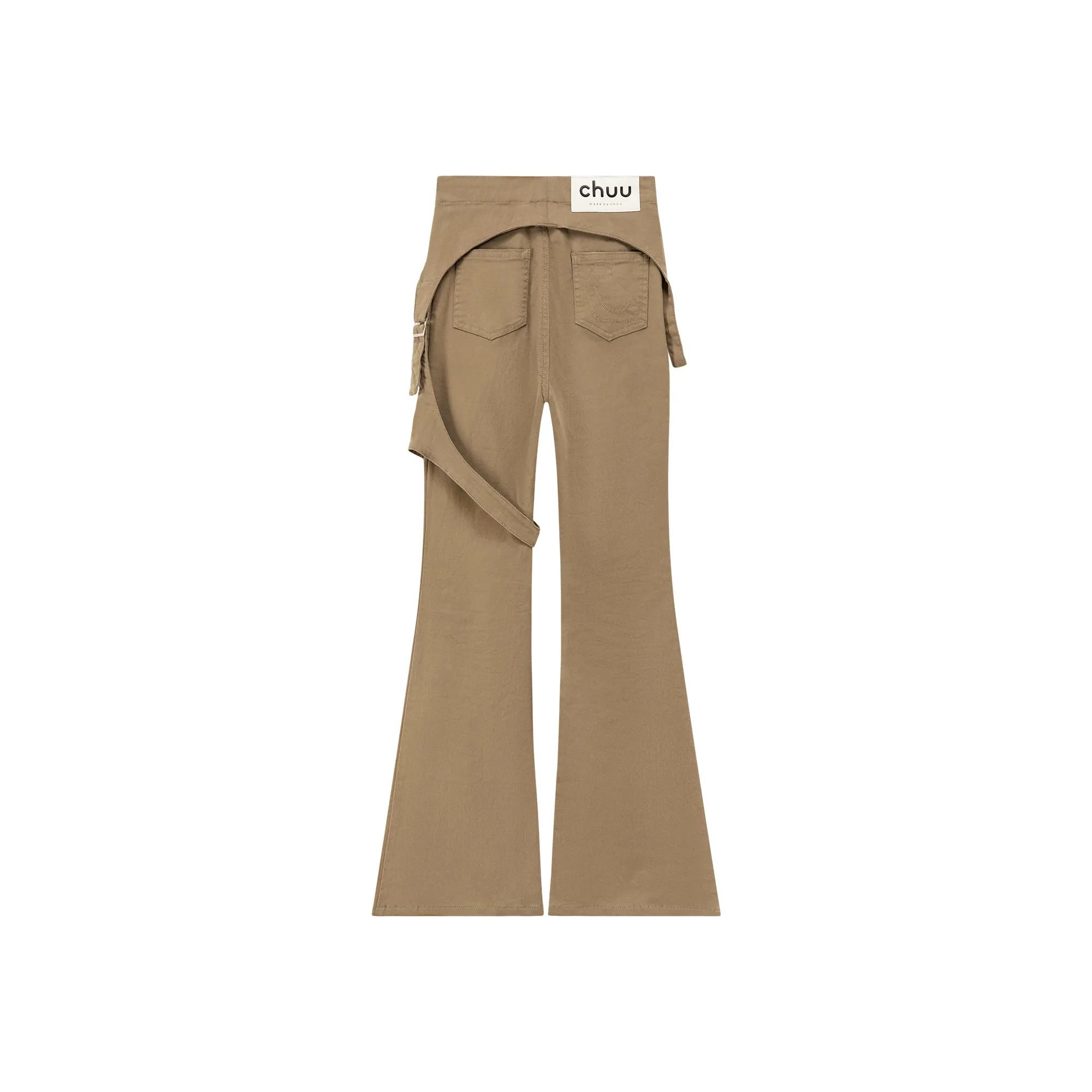 Double Button High Waisted Flared Semi-Bootcut Pants