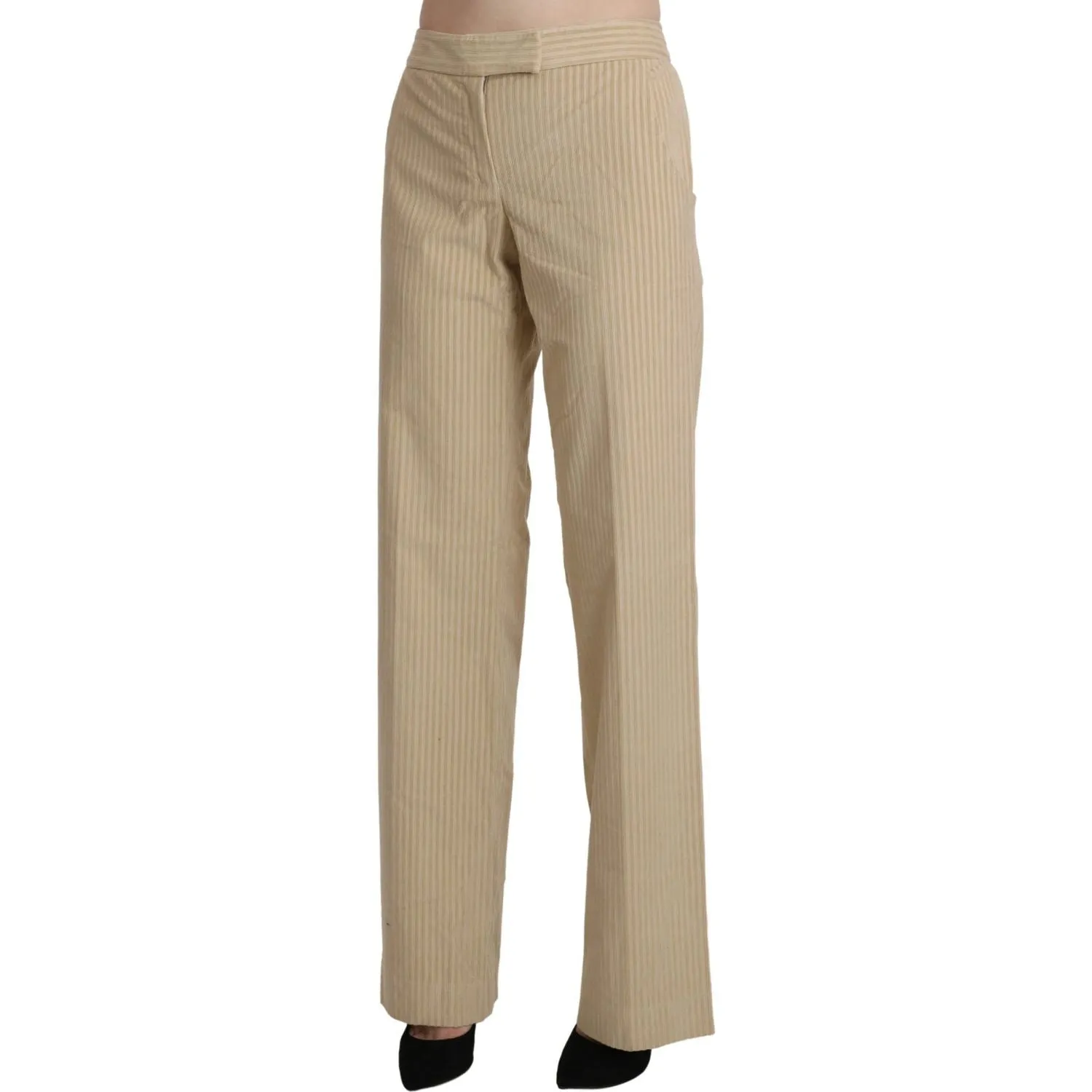 Ermanno Scervino Chic Beige High-Waist Wide Leg Pants