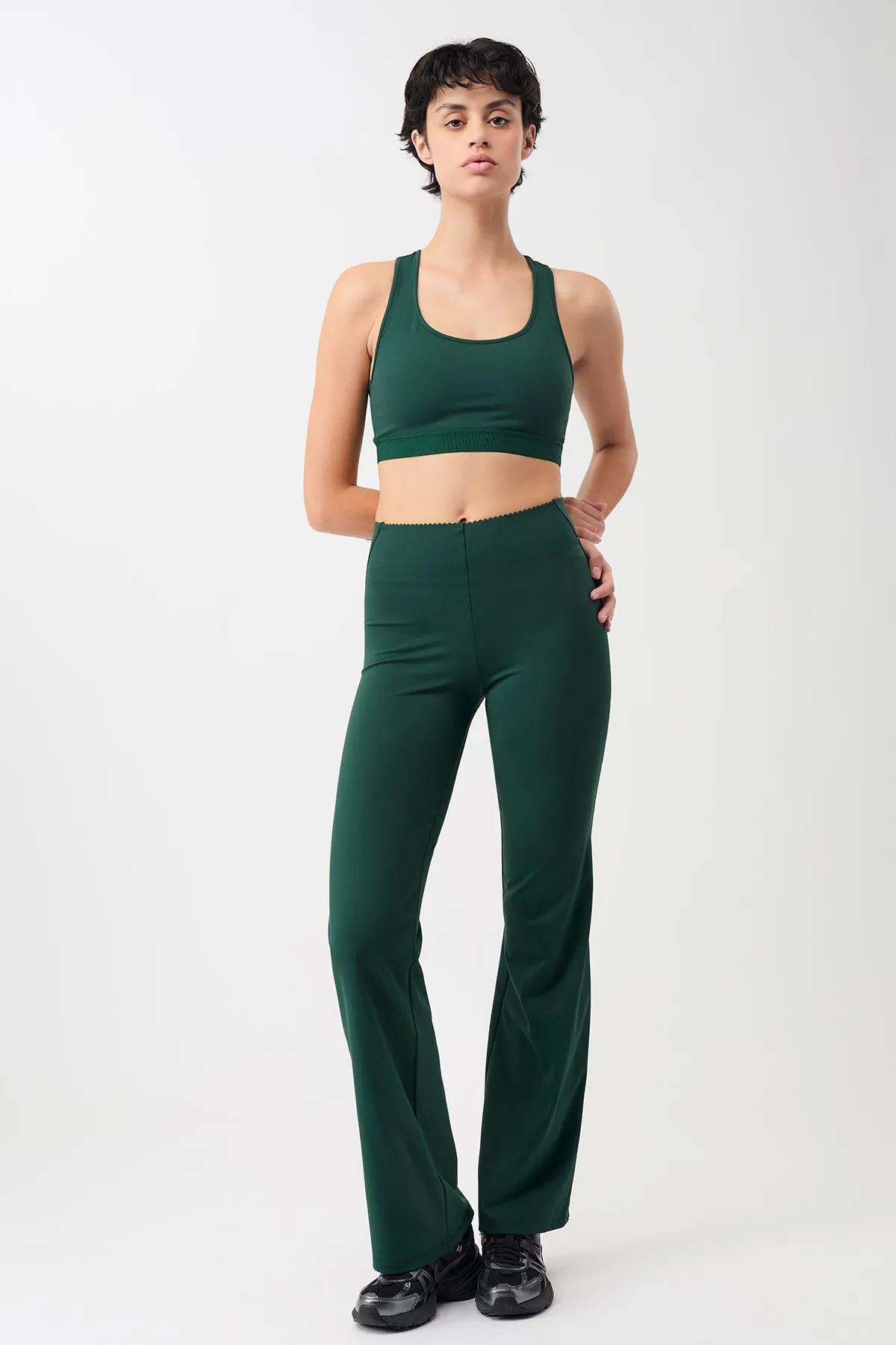 Flared Workout Pants (Seaweed)