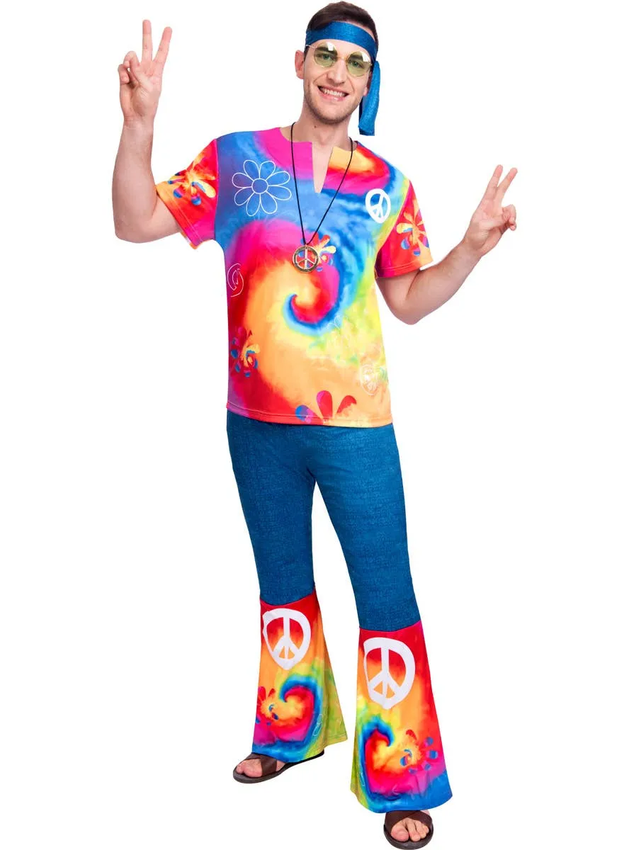 Free Spirit 70s Hippie Mens Plus Size Costume