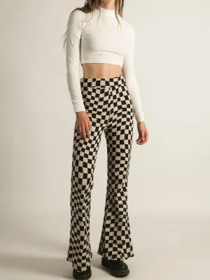 HARLOW HIGH RISE FLARE CHECK PANTS - CLEARANCE