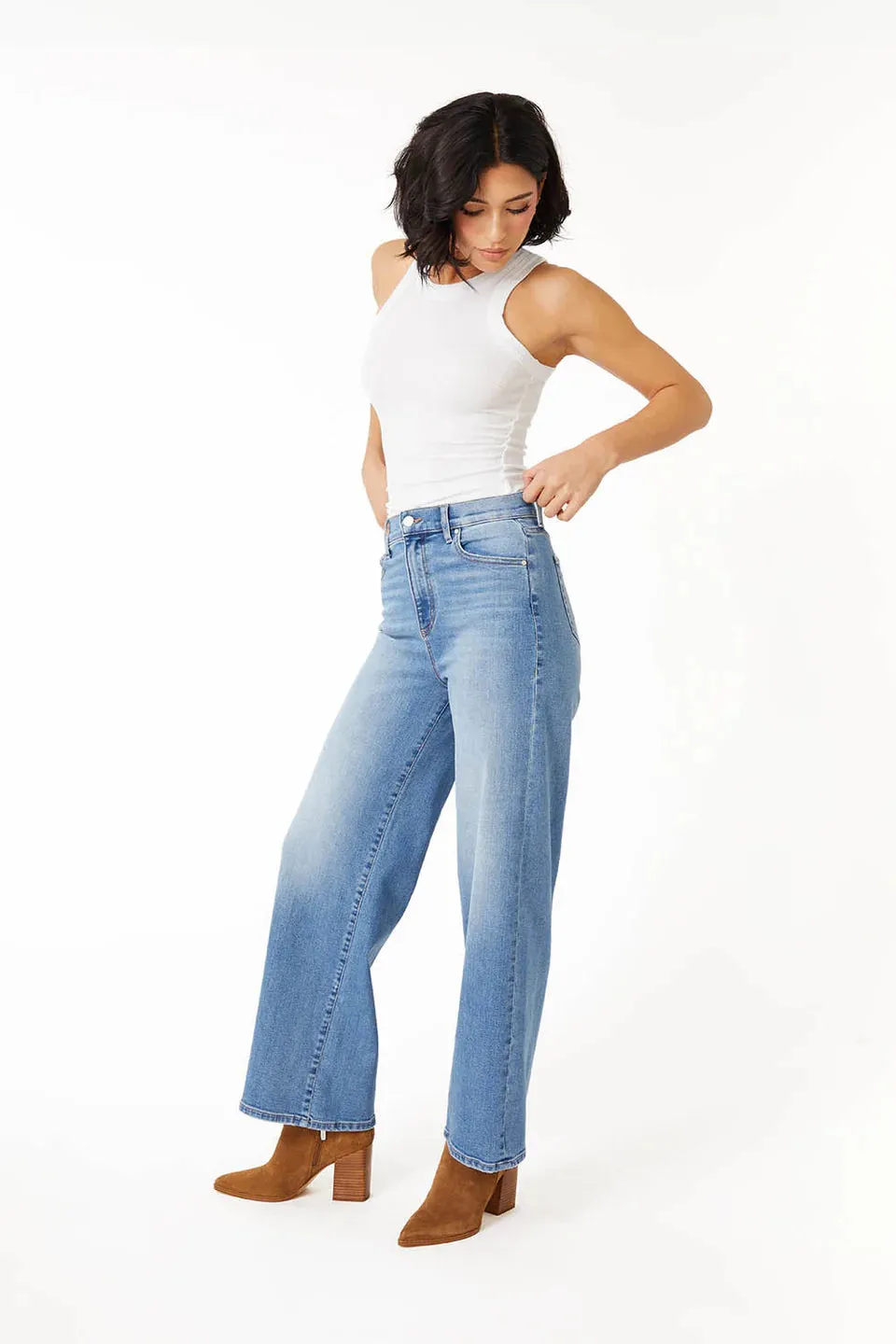 Hudson Crop Wide Leg - Cotton Blue