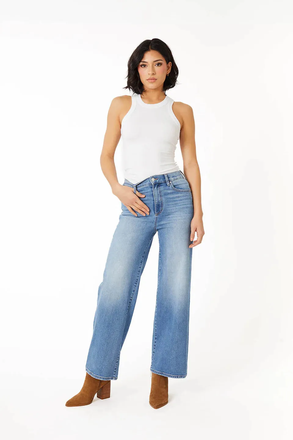 Hudson Crop Wide Leg - Cotton Blue