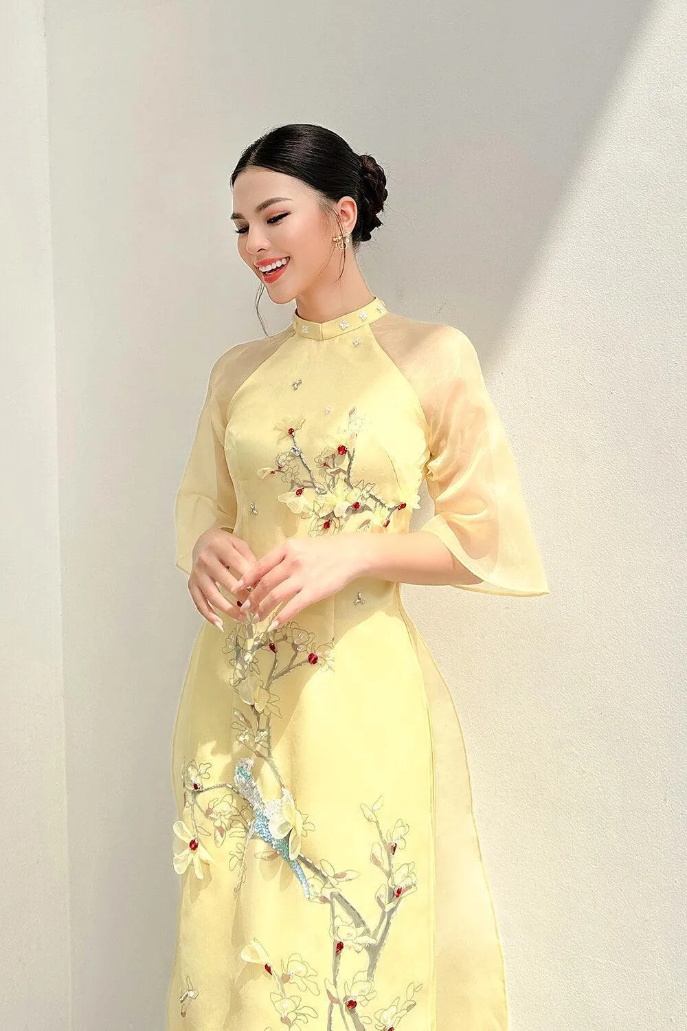 Hy Vien Middle Sleeved Ao Dai