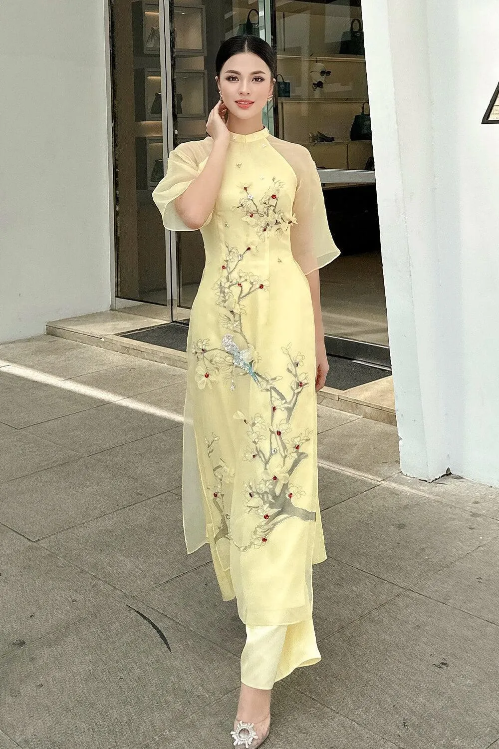 Hy Vien Middle Sleeved Ao Dai