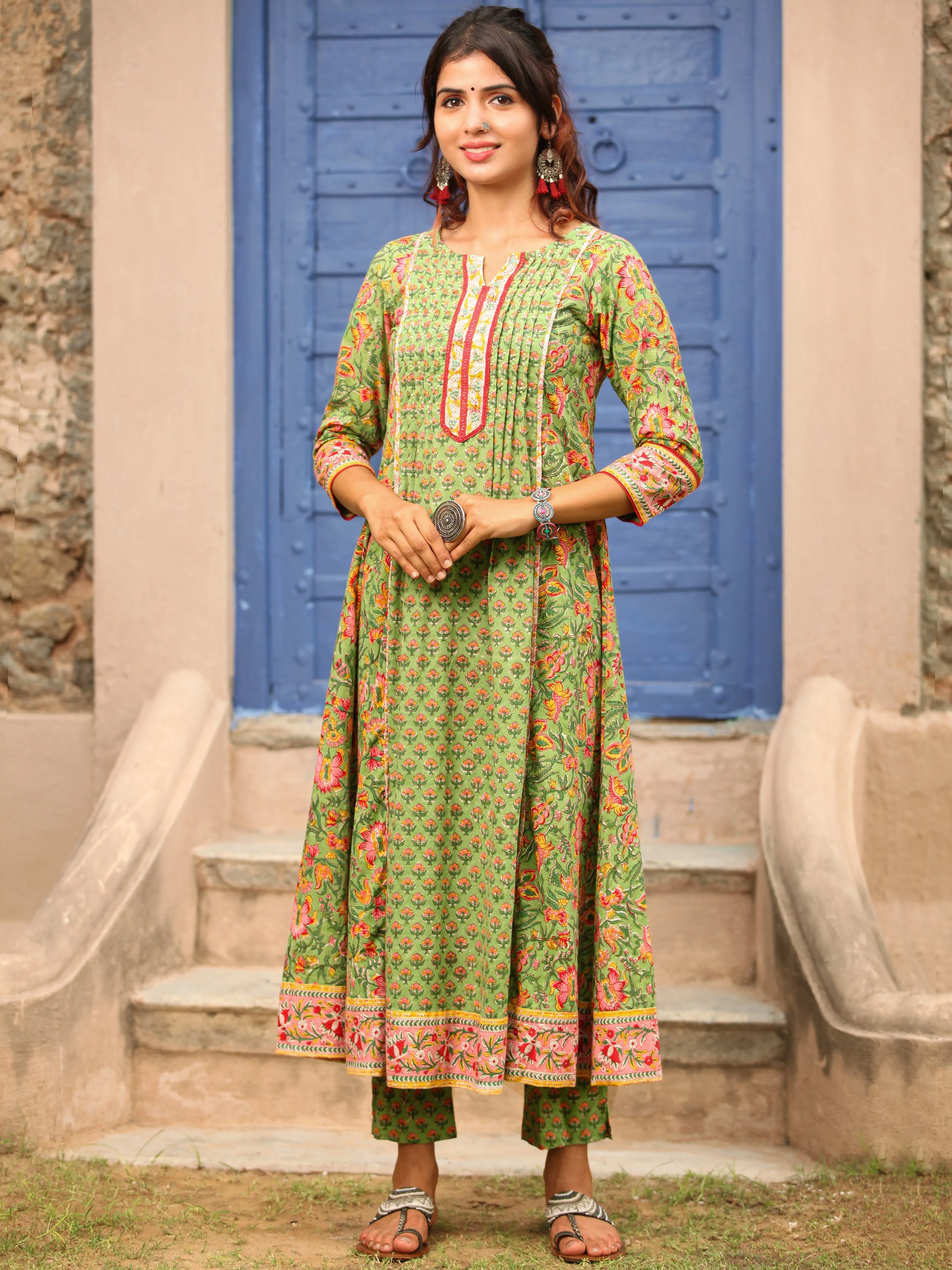 Jashn Harita Set Of Flared Kurta Pants Dupatta