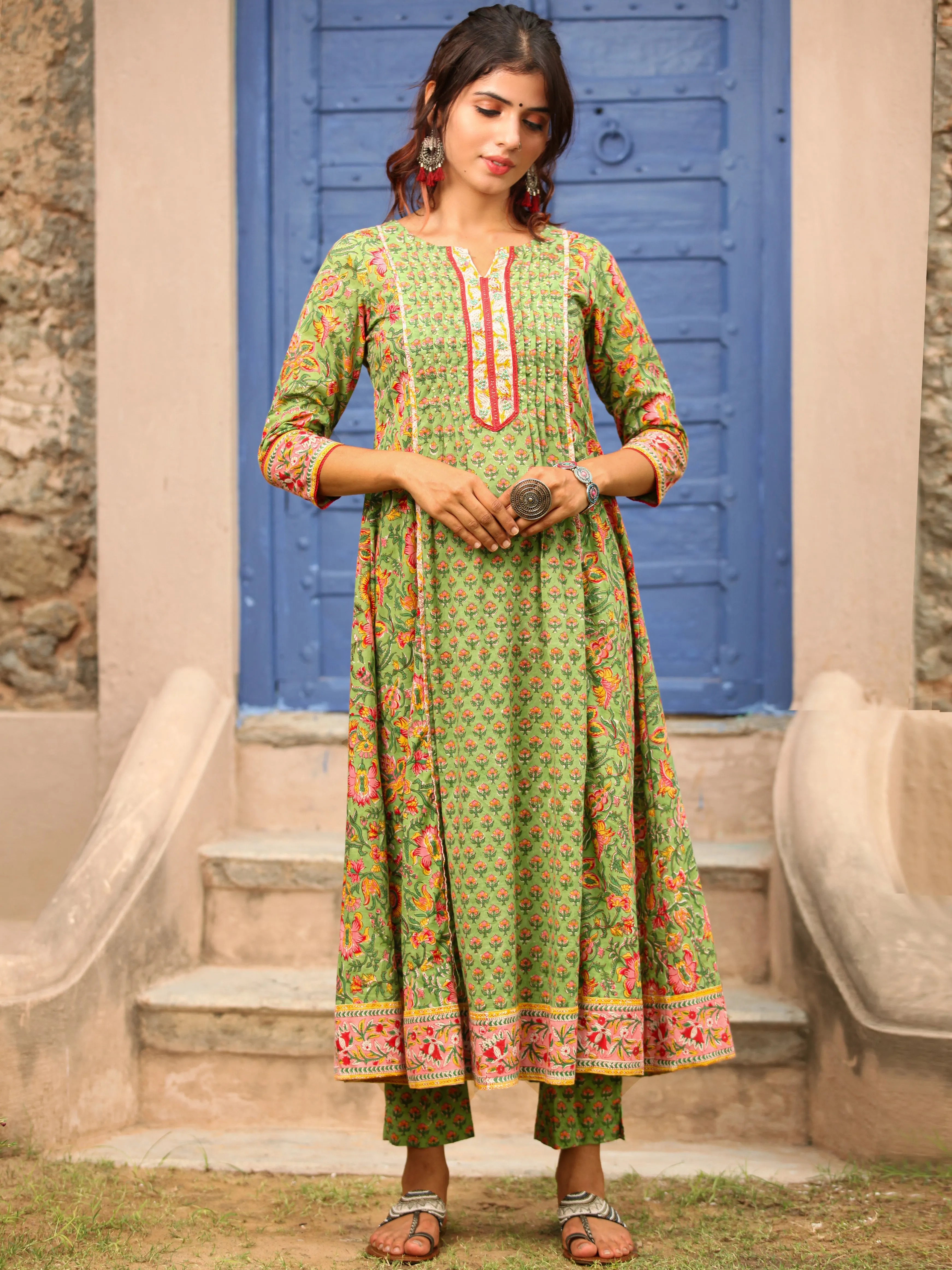 Jashn Harita Set Of Flared Kurta Pants Dupatta