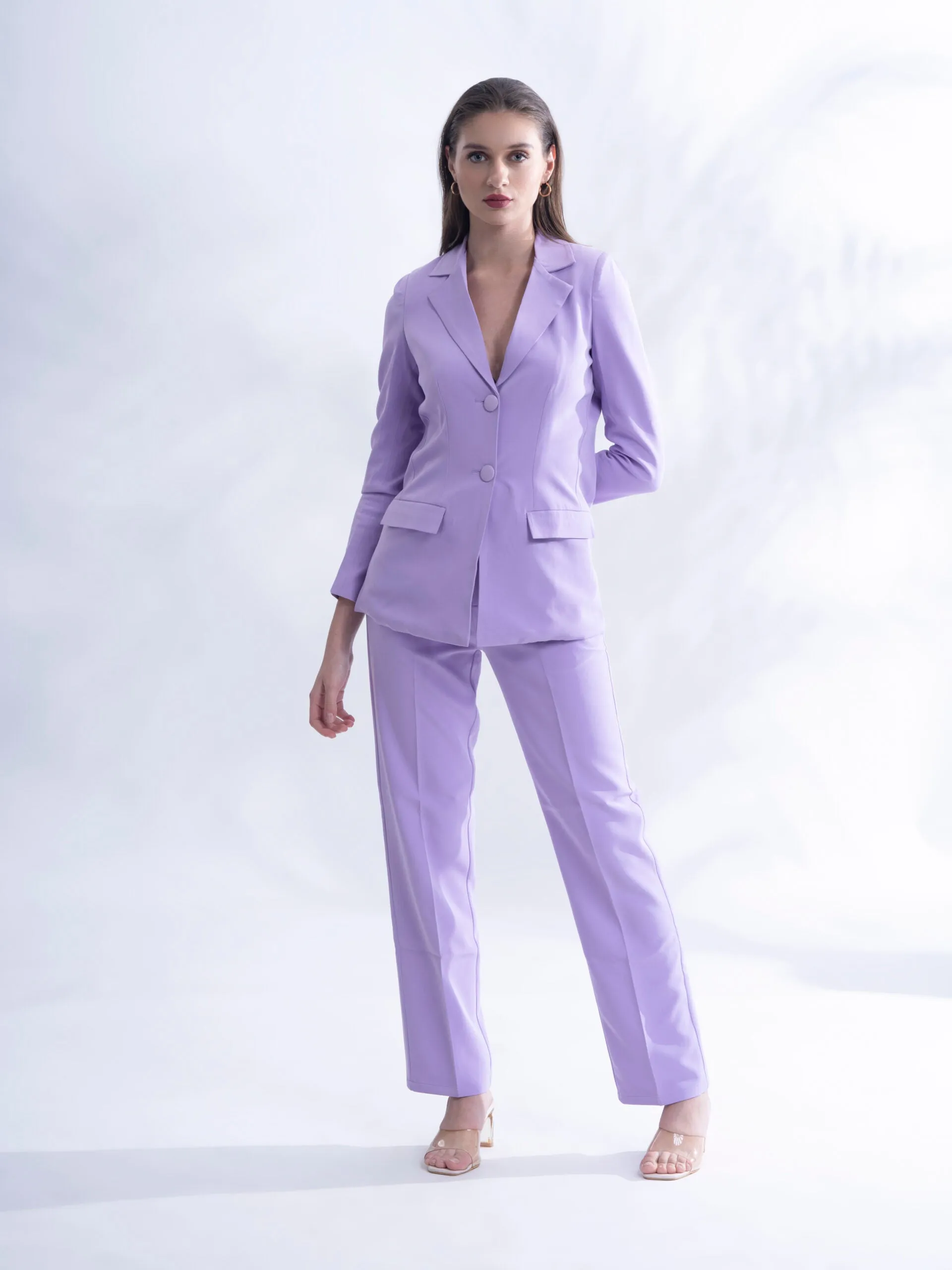 Ladies Powersuit- Lavender blazer with straight pants