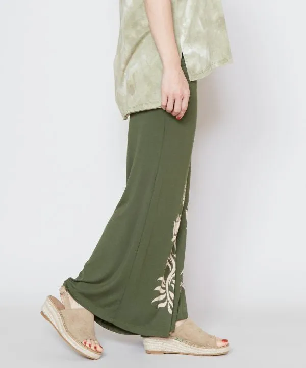 Lotus Print Flare Pants