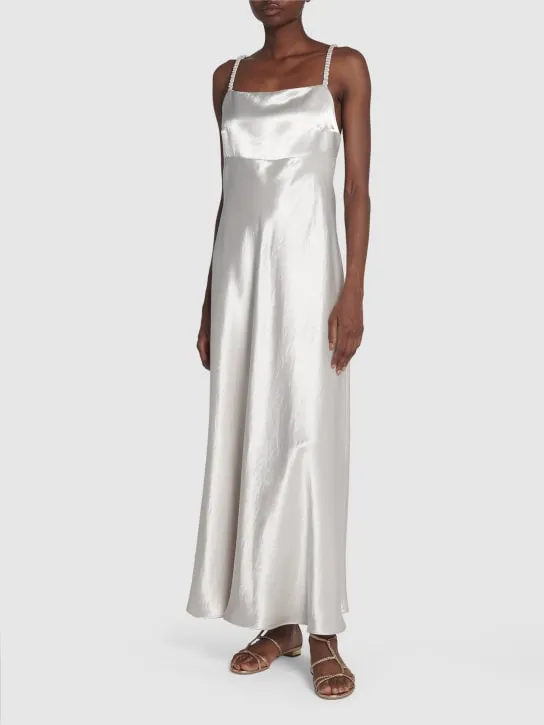 Max Mara   Baden satin sleeveless flared midi dress 