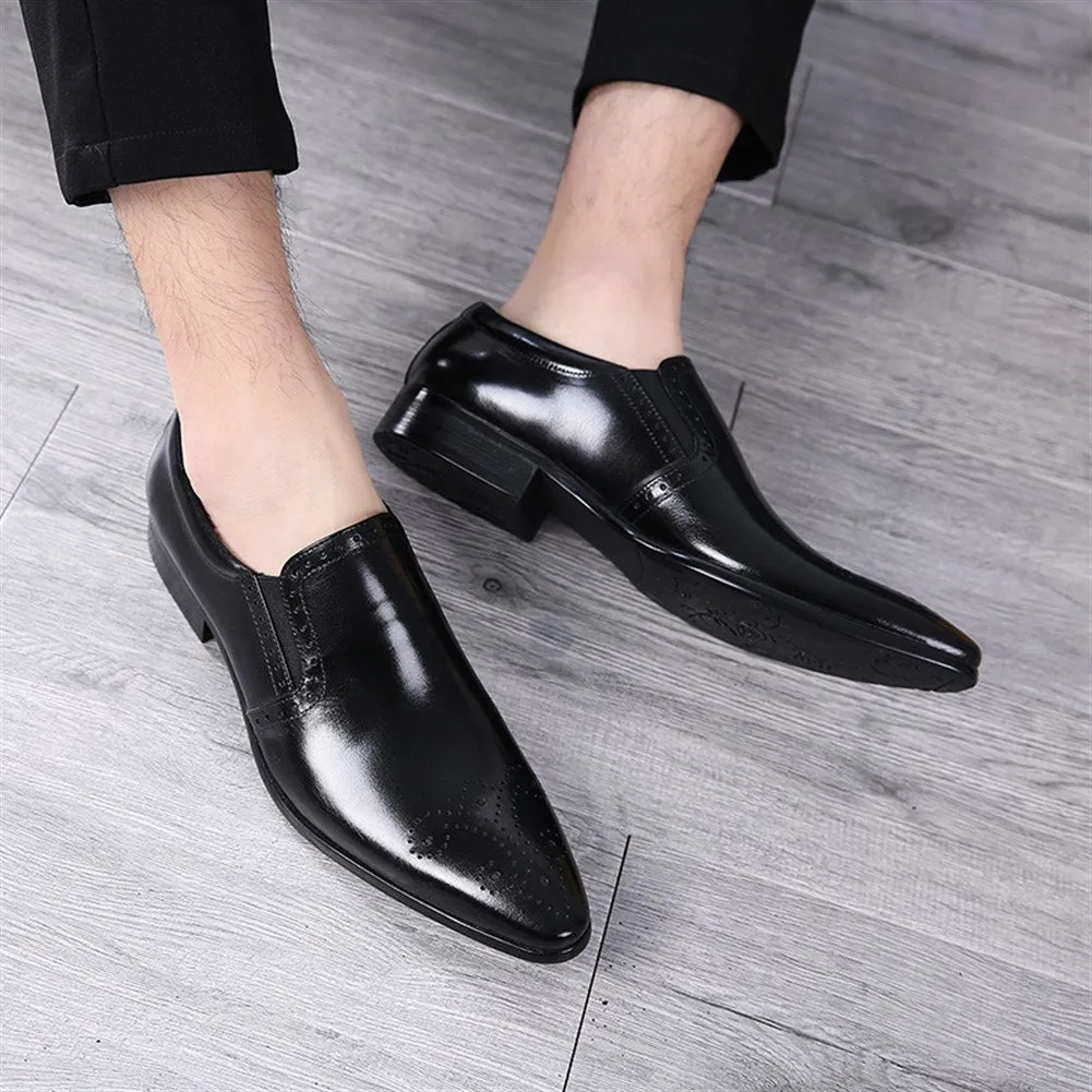 Men Burnished Pointed Toe Slip On Oxford Shoes