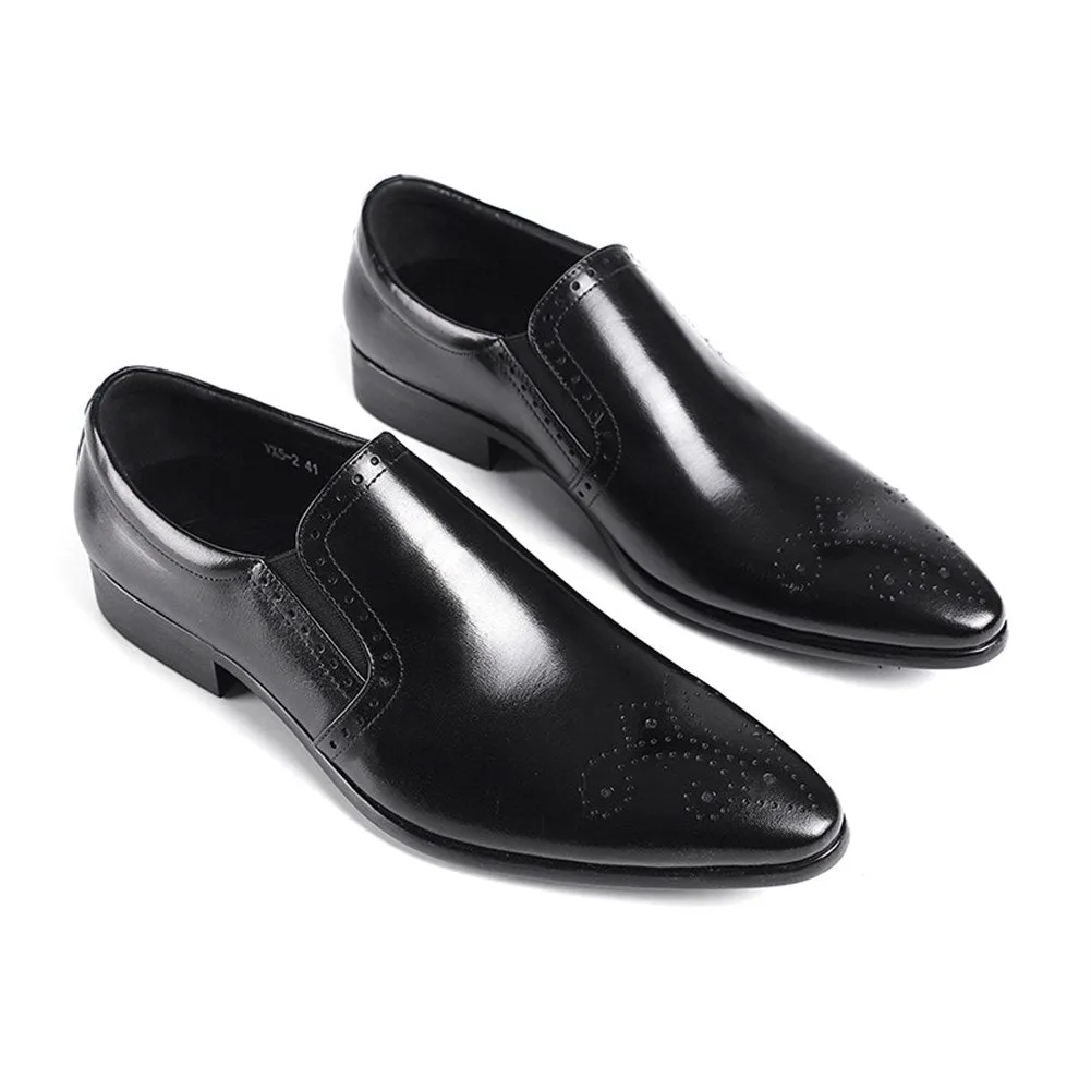 Men Burnished Pointed Toe Slip On Oxford Shoes