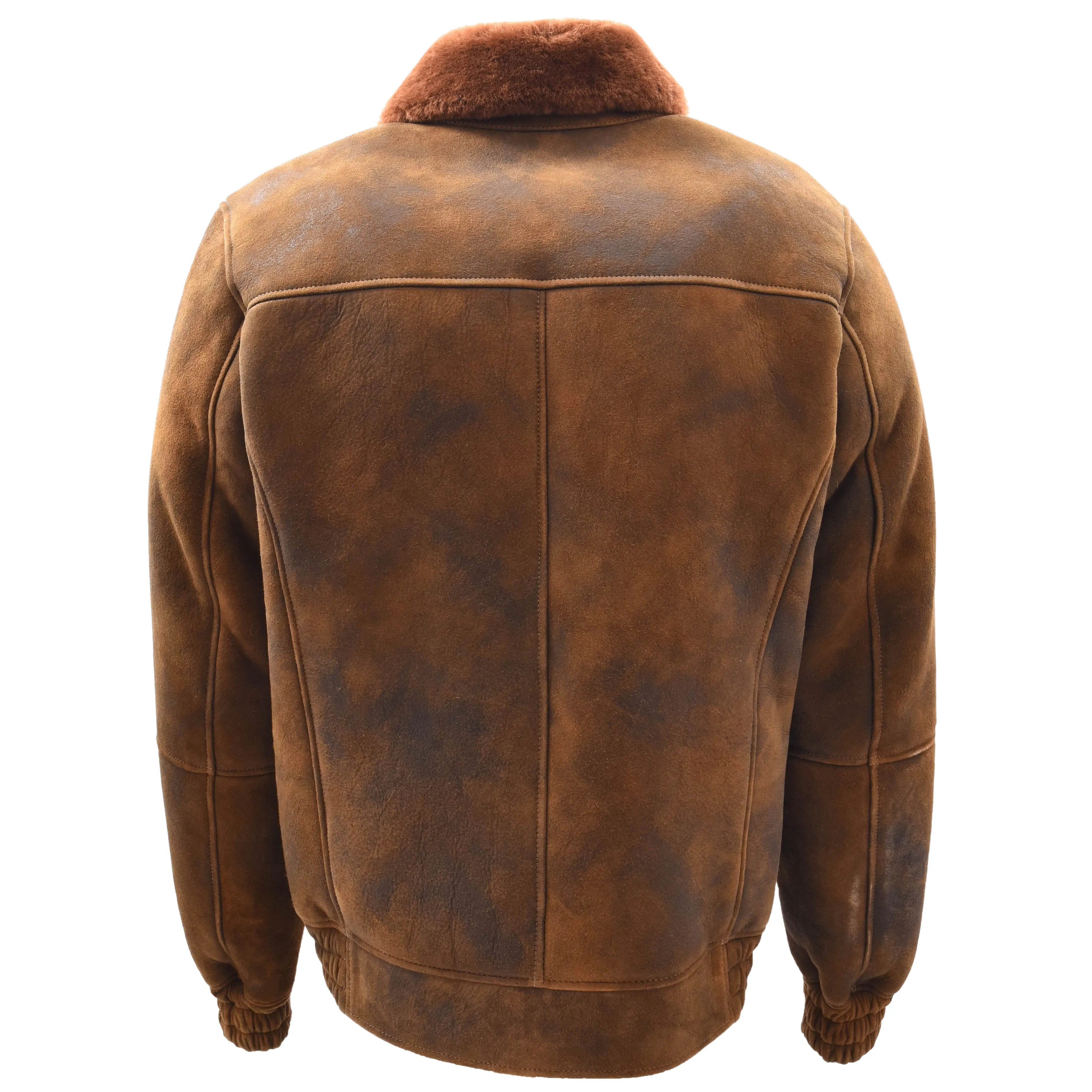 Mens Original Flying Sheepskin Bomber Brown Ginger Shearling Jacket Curtis