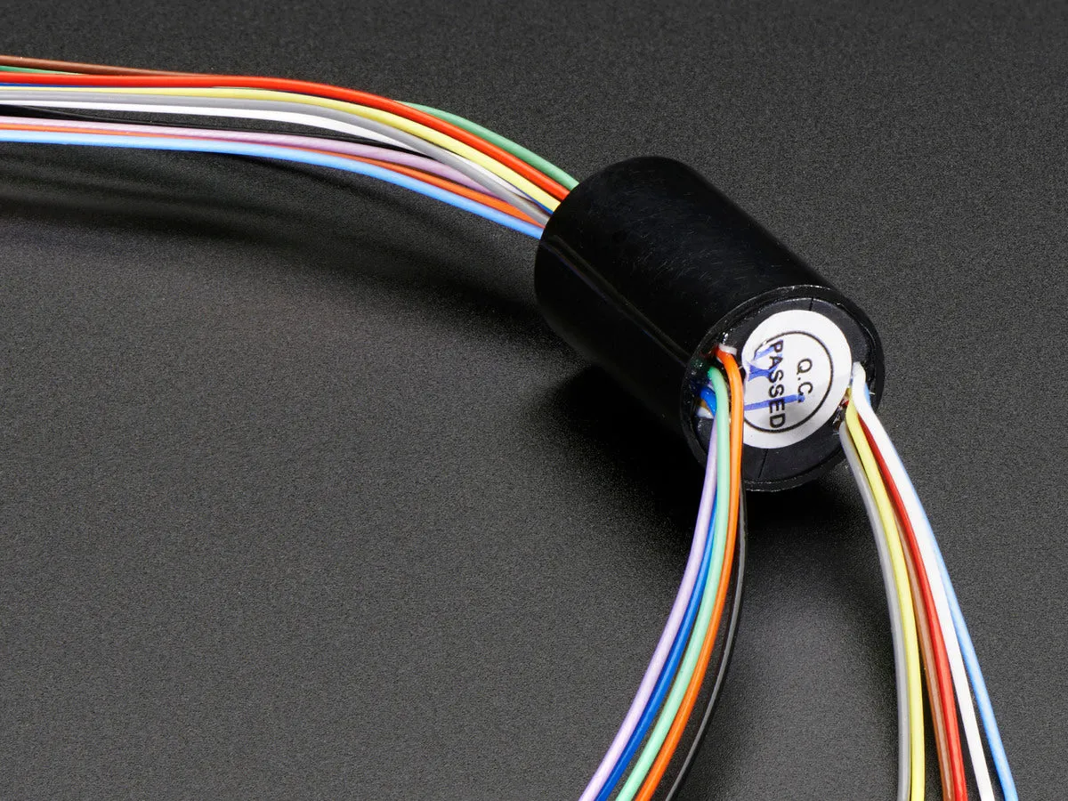 Miniature Slip Ring - 12mm diameter, 12 wires, max 240V @ 2A