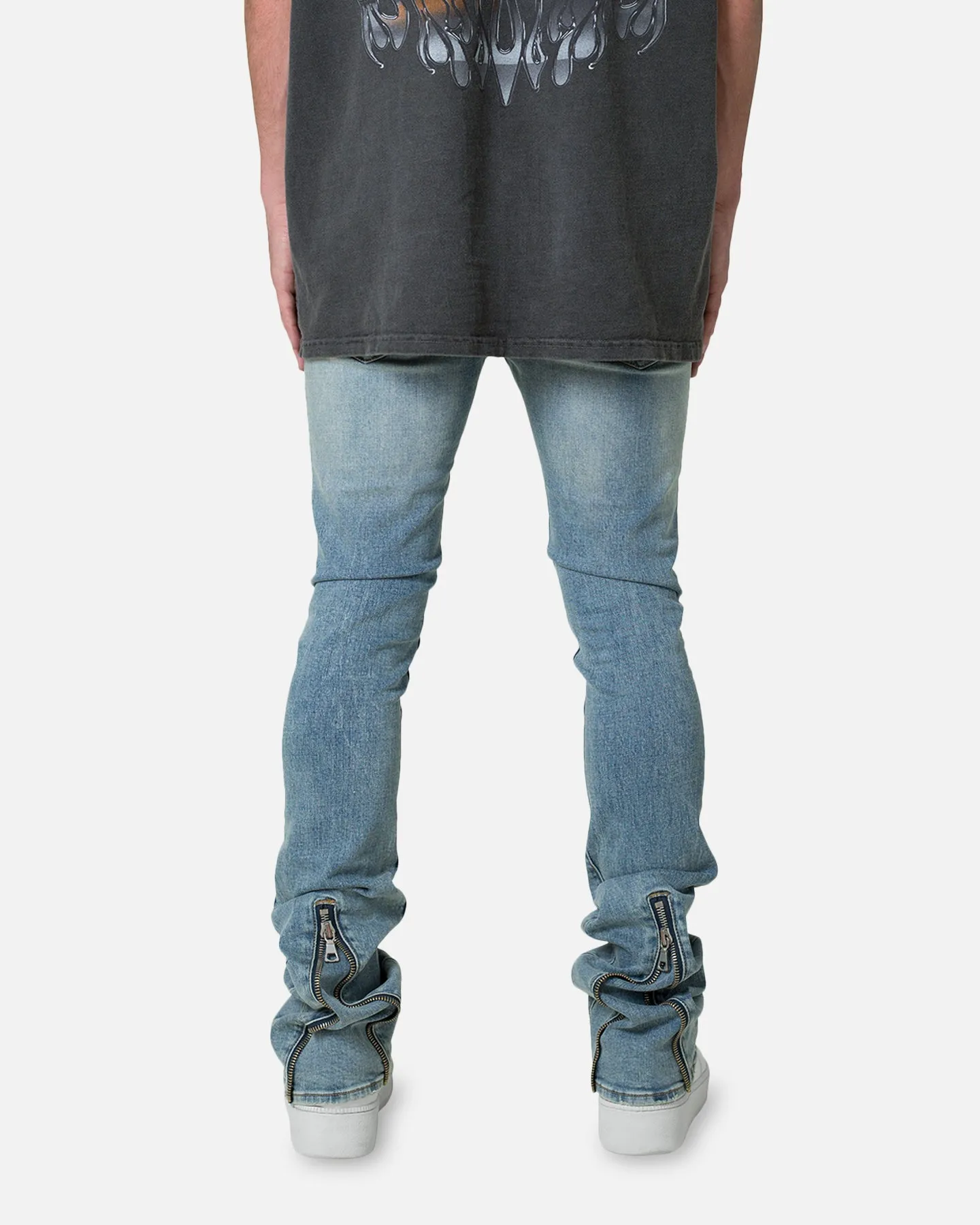 MNML X491 Convertible Skinny Denim Jeans Washed Blue