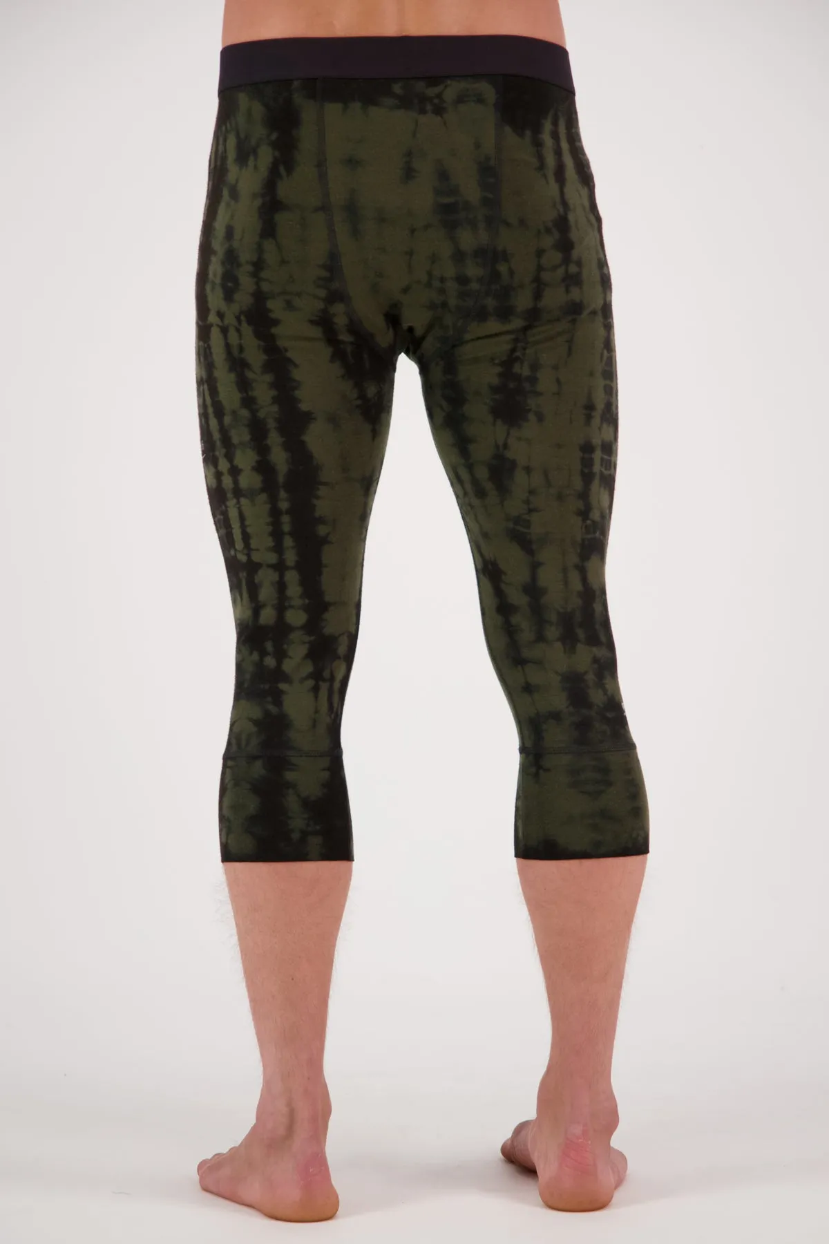 Mons Royale Cascade Flex 200 3/4 Legging Mens Graffiti Olive Tie Dye