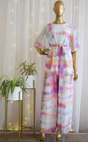 Multicolor Tie-dye Georgette Co-ord Set