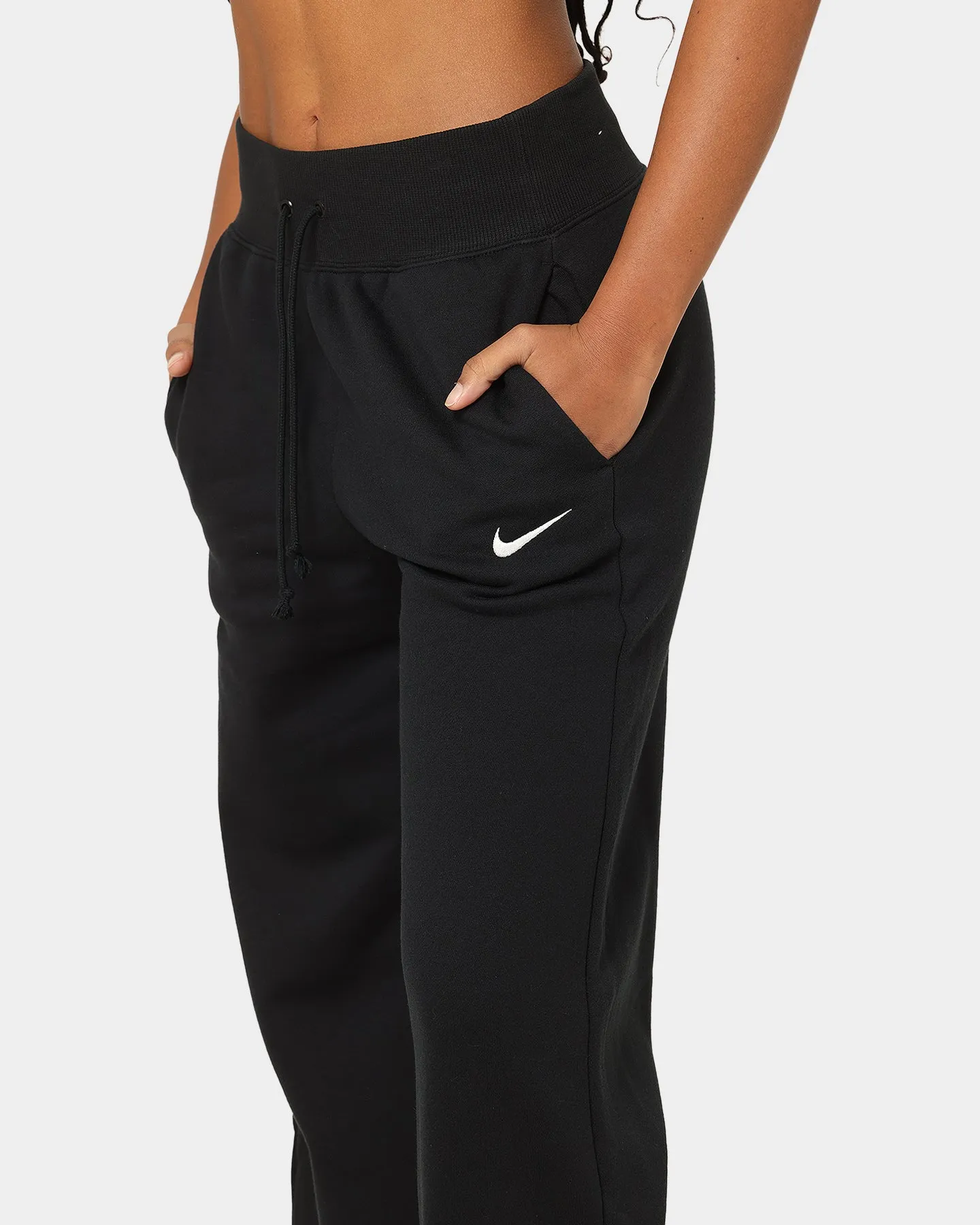 Nike Women's Sportswear Phoenix Fleece High Waisted Wide Leg Sweat Pants Black/Sail