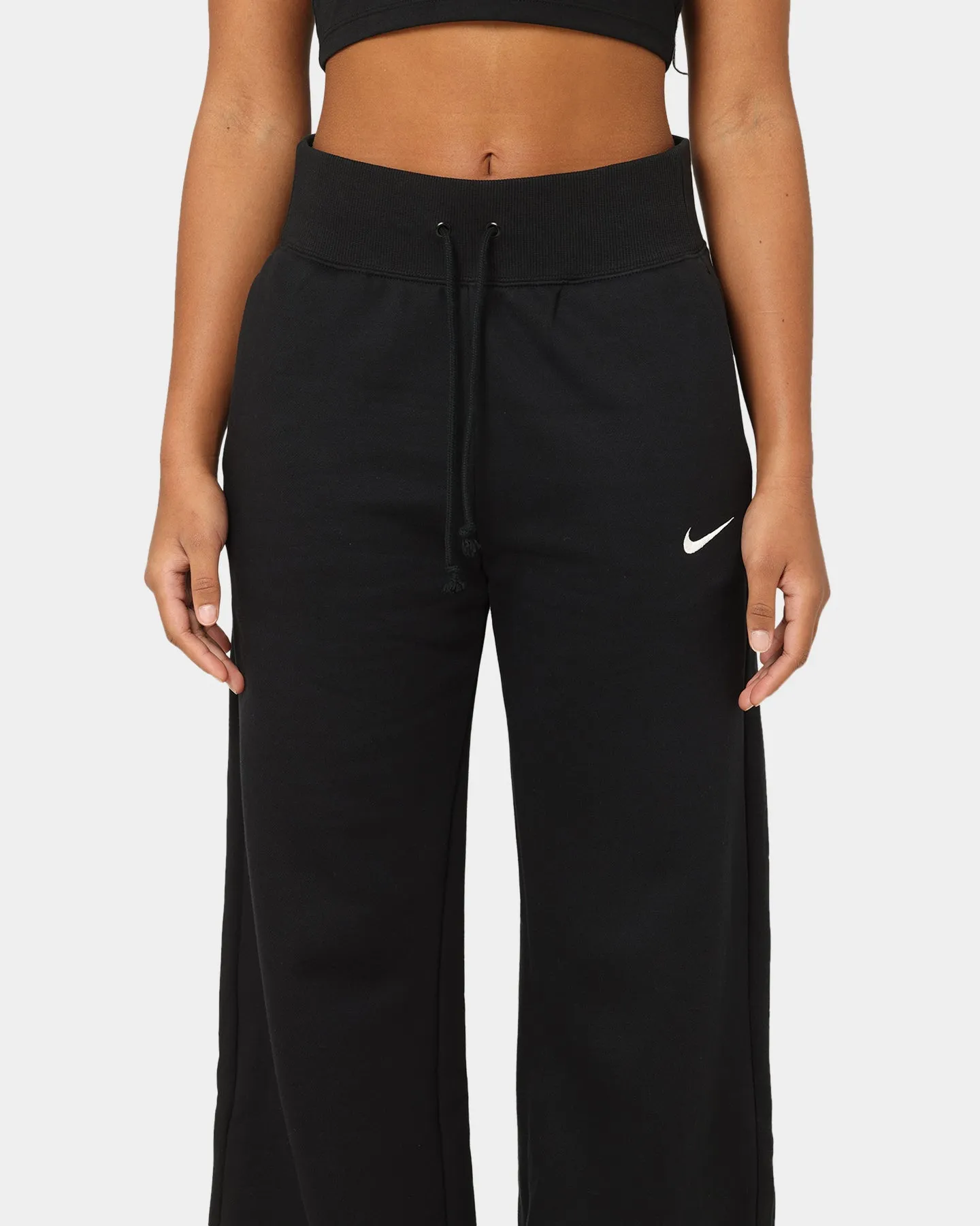 Nike Women's Sportswear Phoenix Fleece High Waisted Wide Leg Sweat Pants Black/Sail