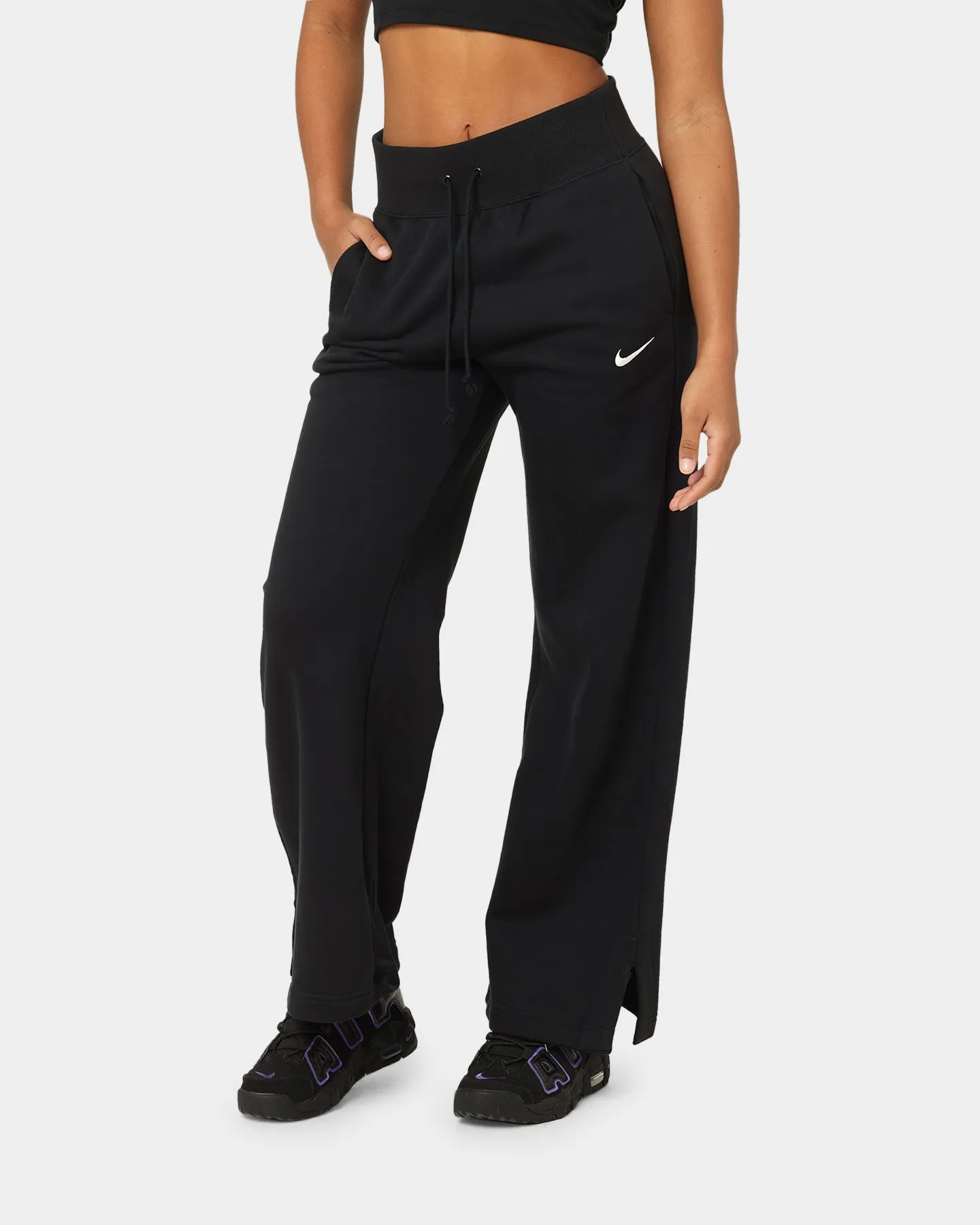 Nike Women's Sportswear Phoenix Fleece High Waisted Wide Leg Sweat Pants Black/Sail