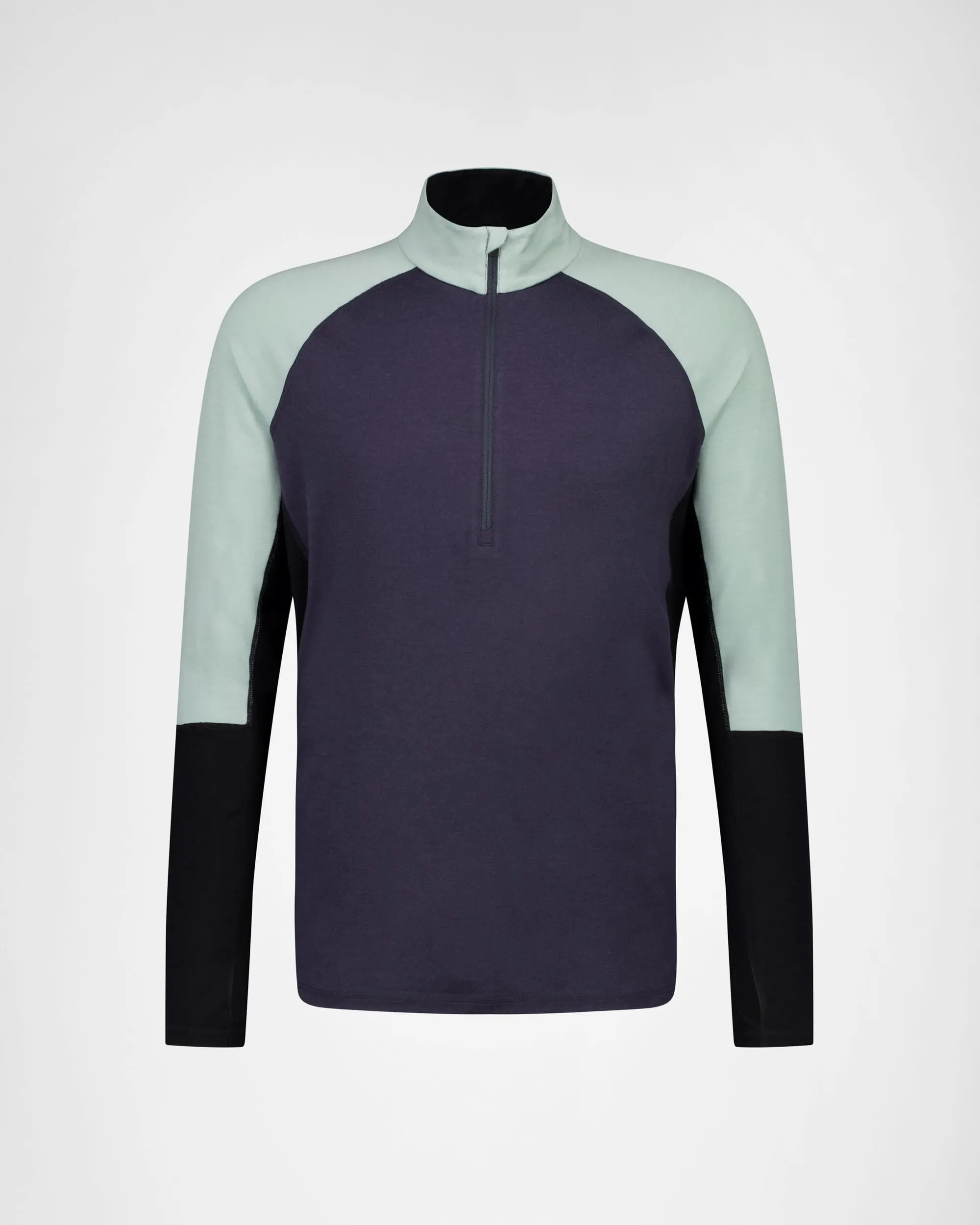 Olympus Merino Base Layer 1/2 Zip Long Sleeve - Dew / 9 Iron / Black