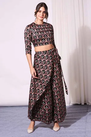 Printed Top & Flap Pants Co-Ord Set