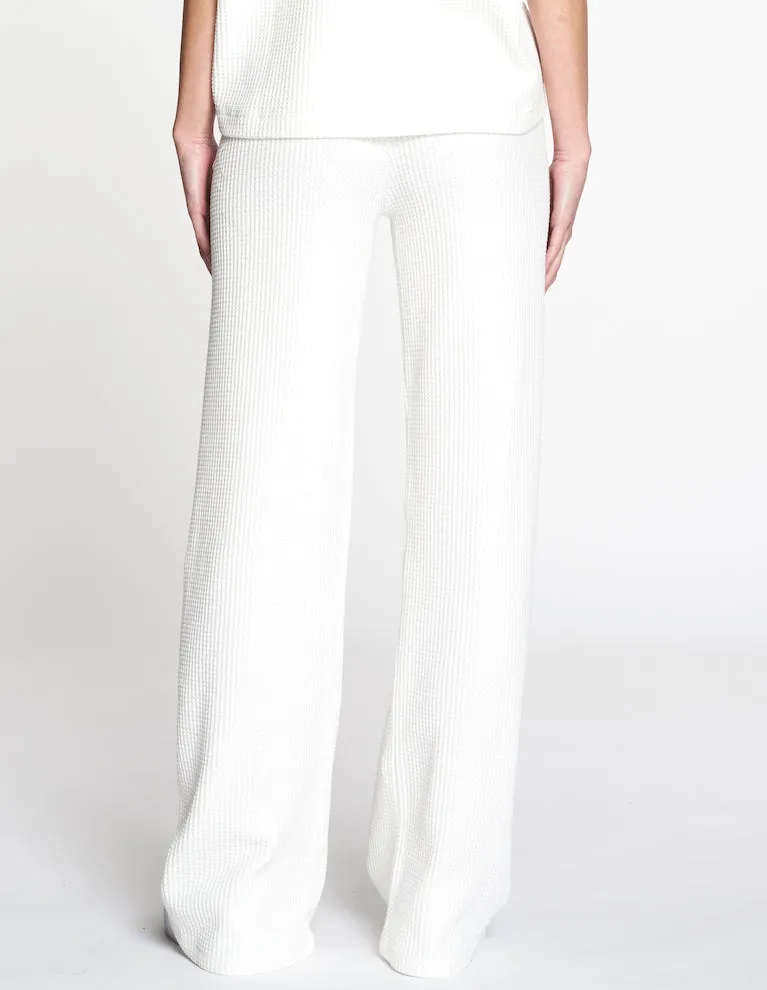 Relaxed fit structured flared pants - White