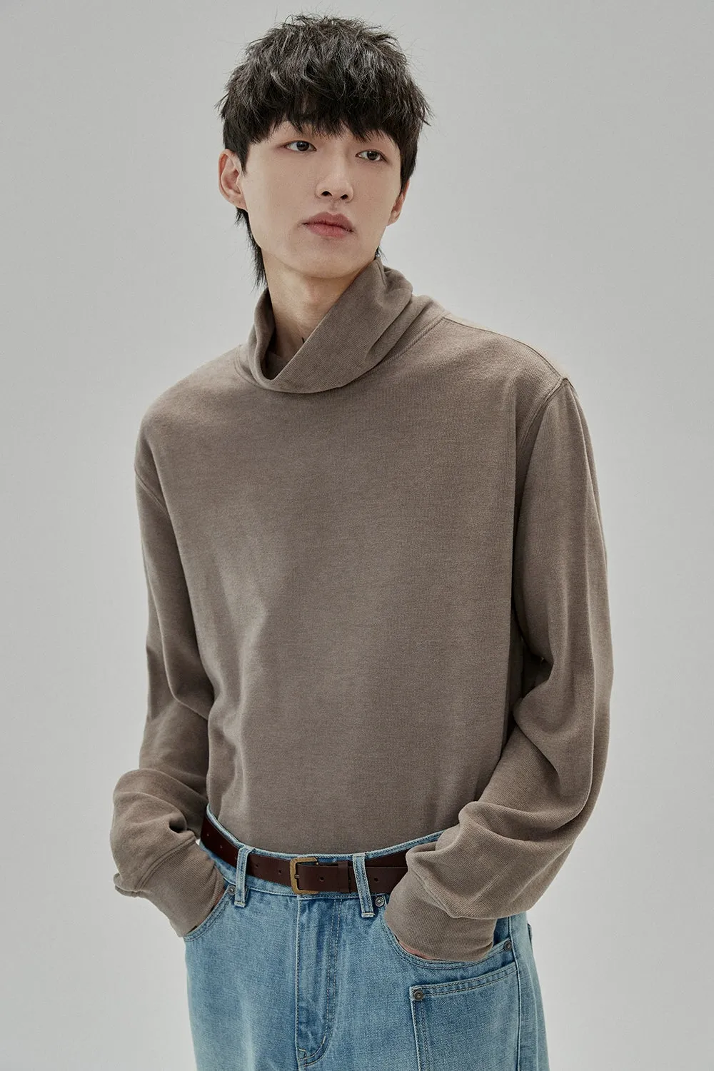 Ruched Turtleneck Oversized Long Sleeve Base Layer