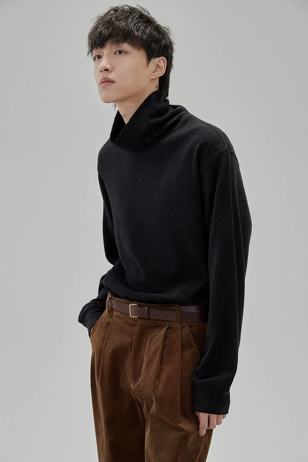 Ruched Turtleneck Oversized Long Sleeve Base Layer