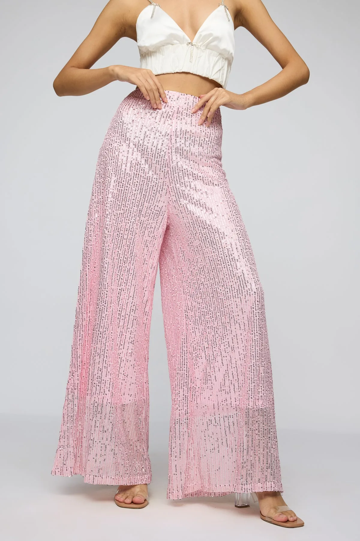 Salsa Rosa Sequin Flare Fit Korean Pants