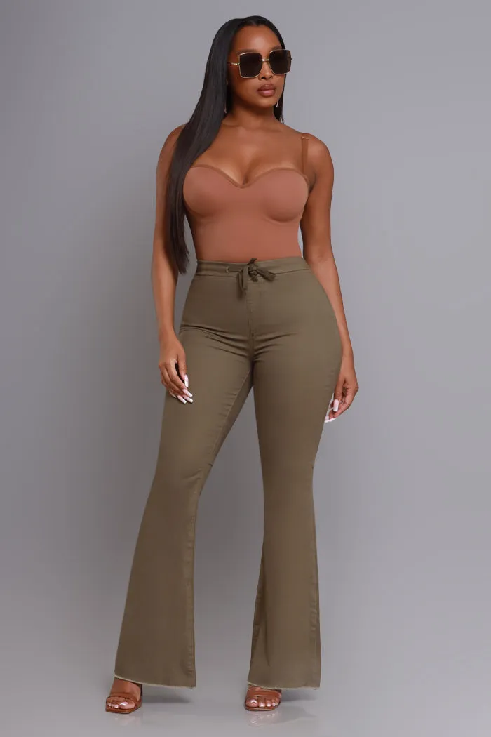 Seek Shelter High Rise Pull-On Flared Pants - Olive