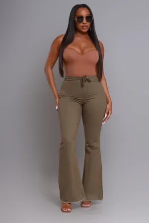 Seek Shelter High Rise Pull-On Flared Pants - Olive