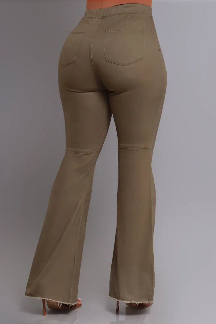 Seek Shelter High Rise Pull-On Flared Pants - Olive